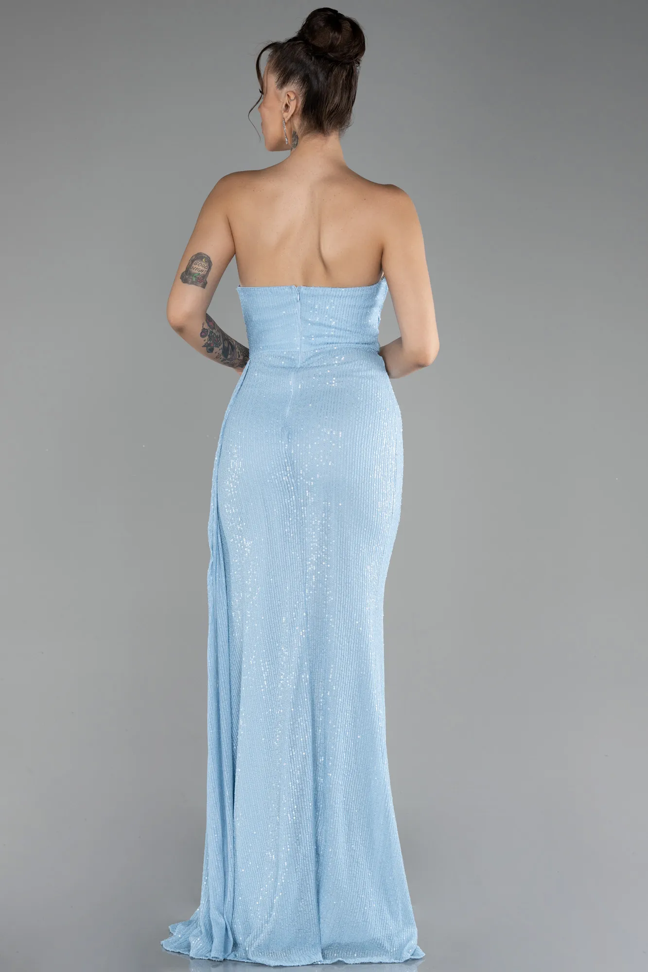 Ice Blue-Long Scaly Evening Dress ABU3134