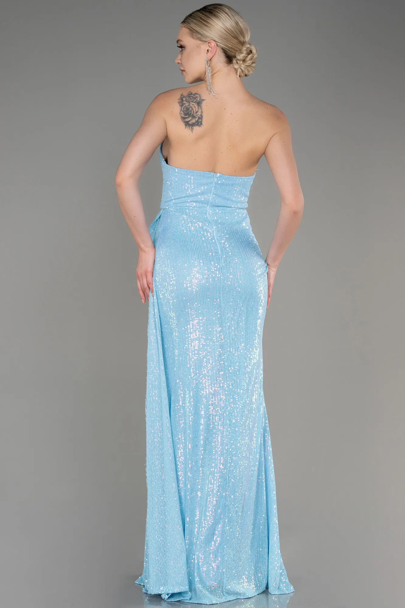 Ice Blue-Long Scaly Evening Dress ABU3134