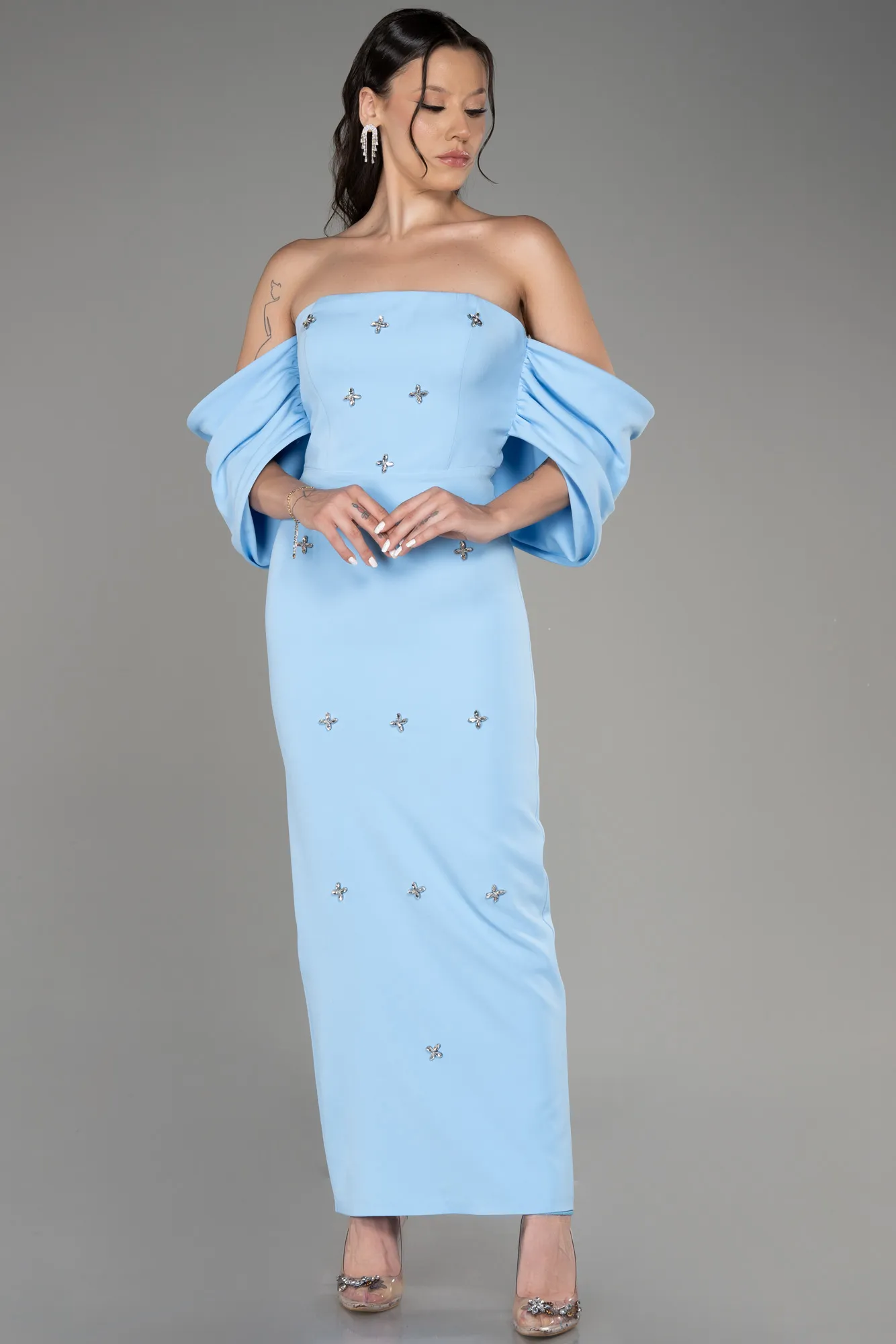 Ice Blue-Midi Cocktail Dress ABK2074