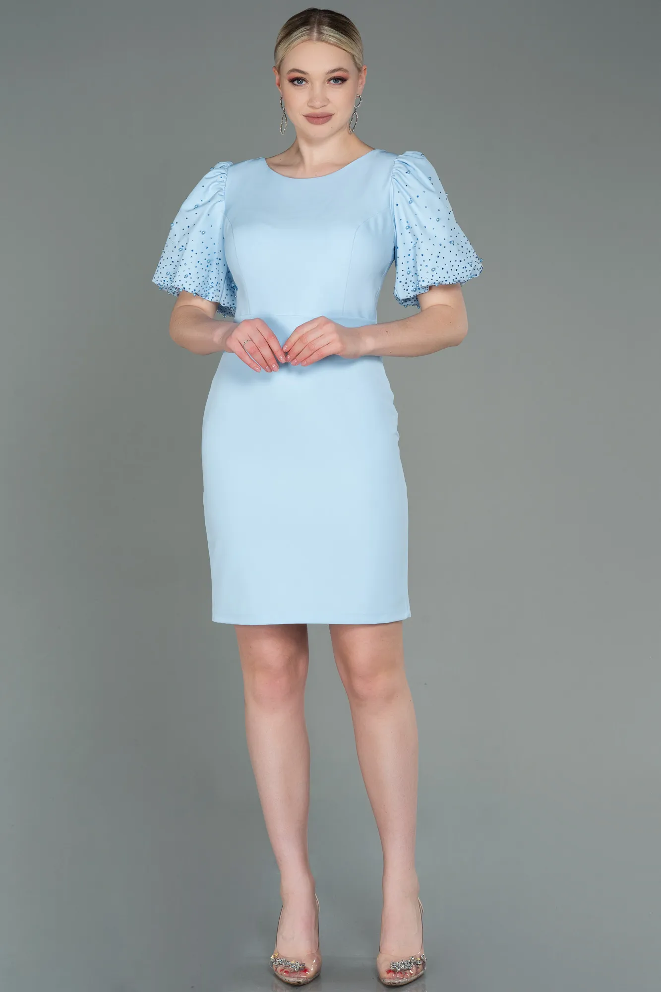 Ice Blue-Short Invitation Dress ABK1758