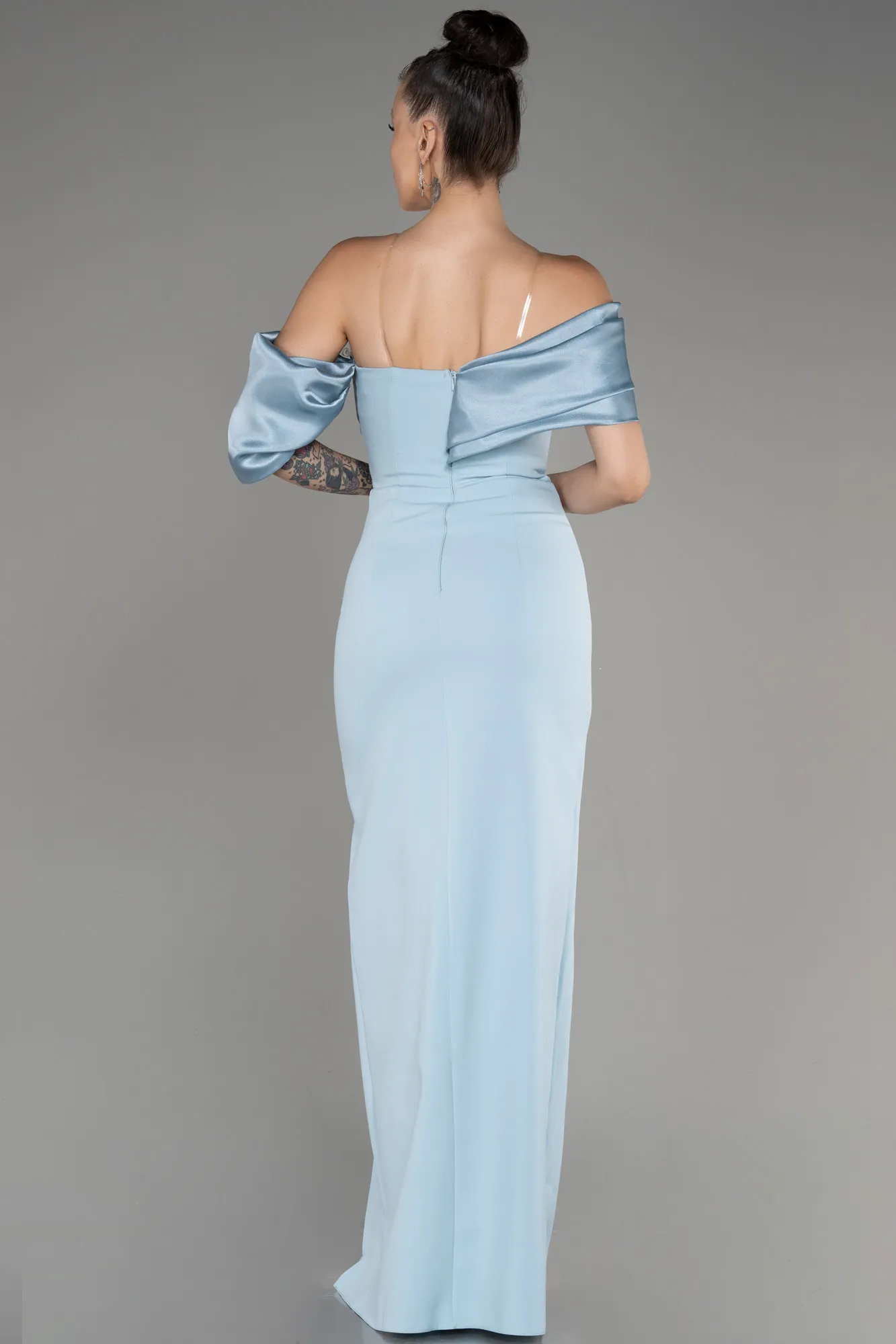 Ice Blue-Slit Long Evening Dress ABU4024