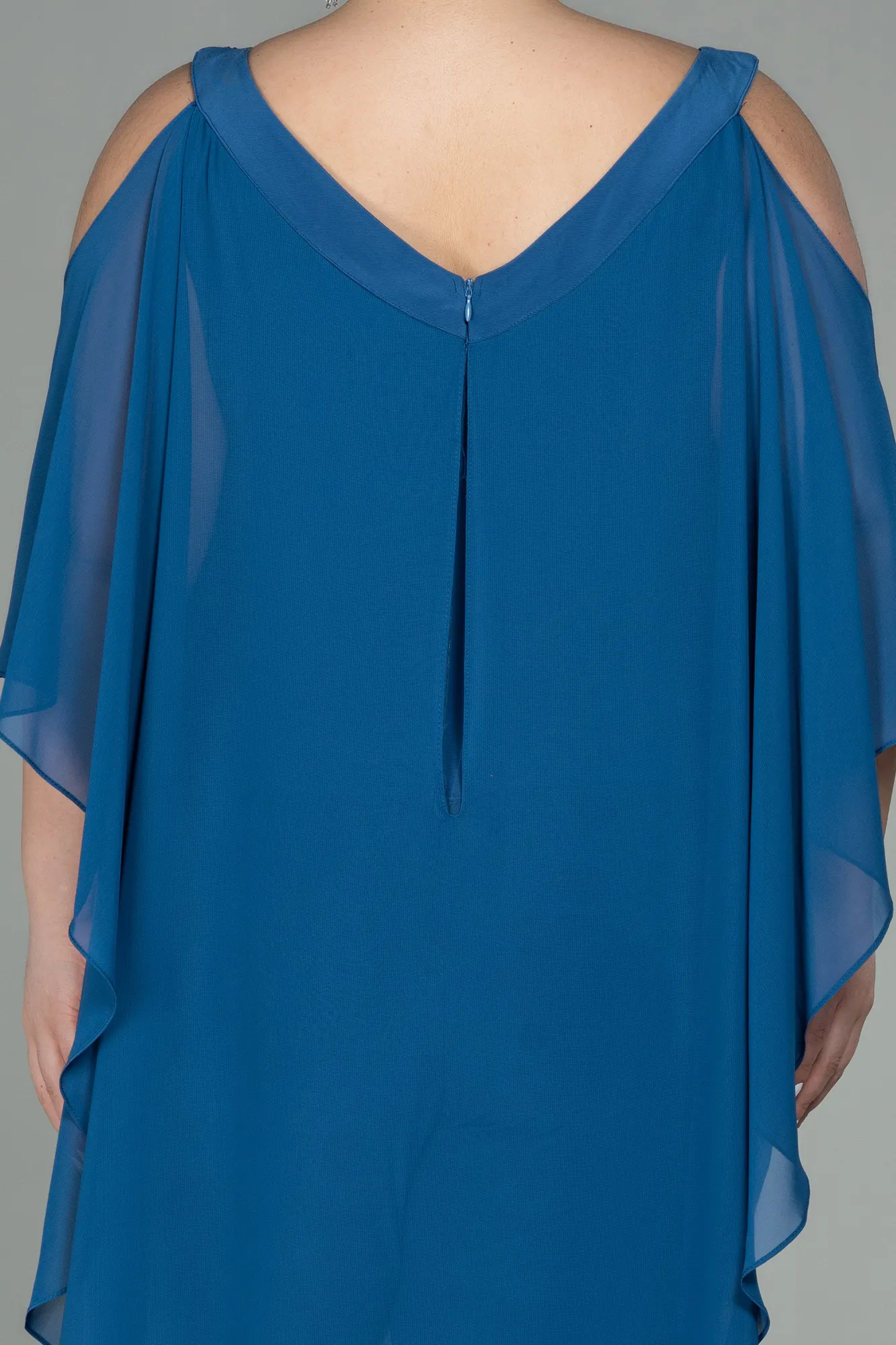 Indigo-Chiffon Plus Size Evening Dress ABT096