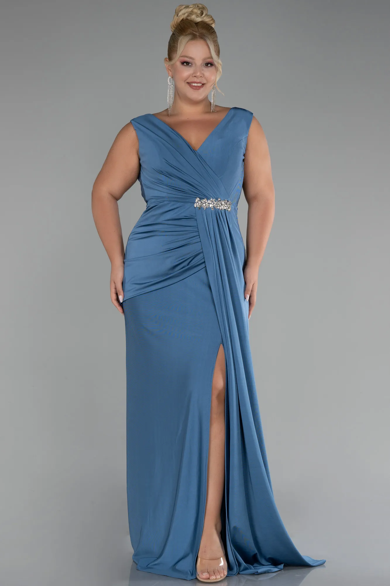 Indigo-Long Formal Plus Size Dress ABU3737