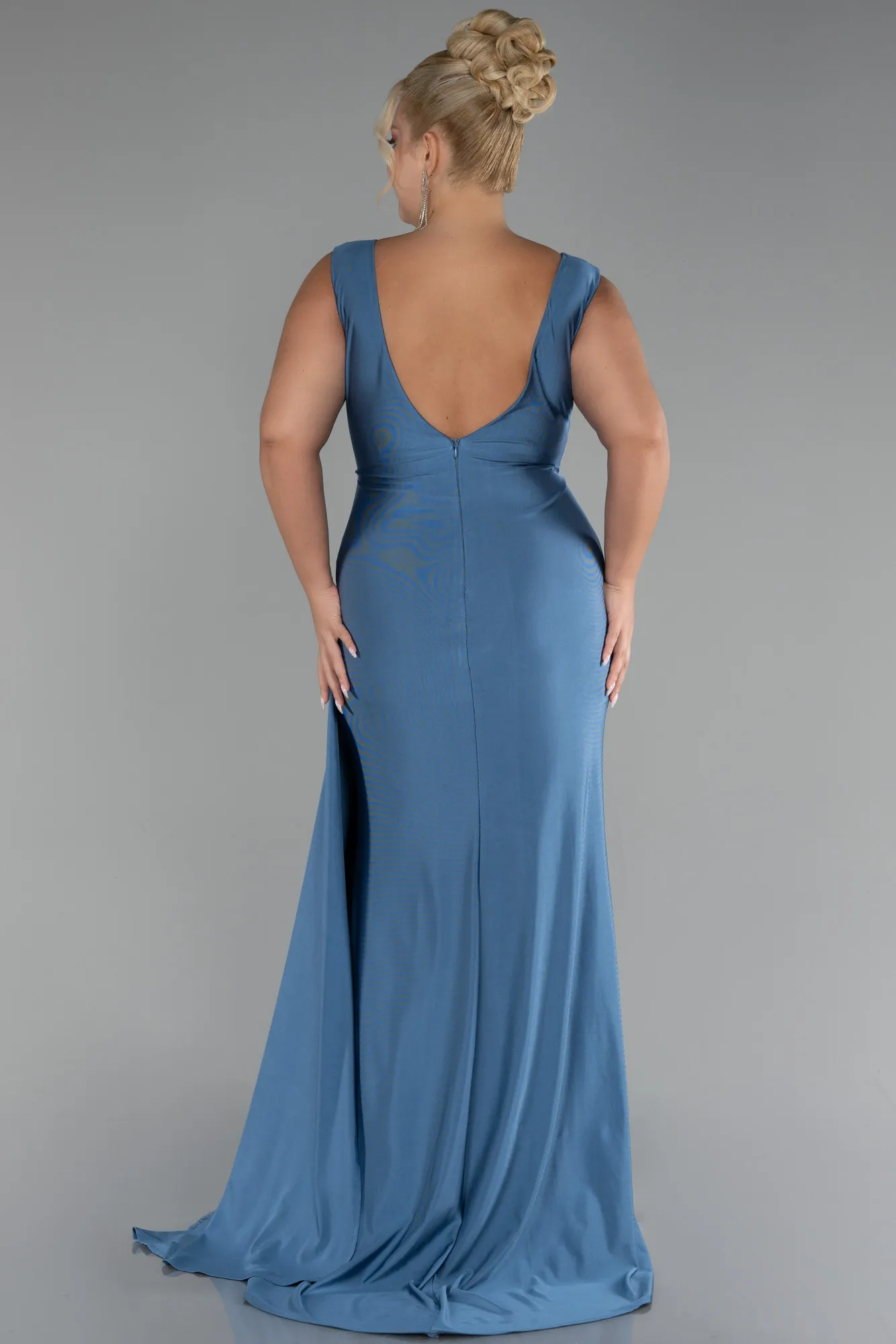 Indigo-Long Formal Plus Size Dress ABU3737