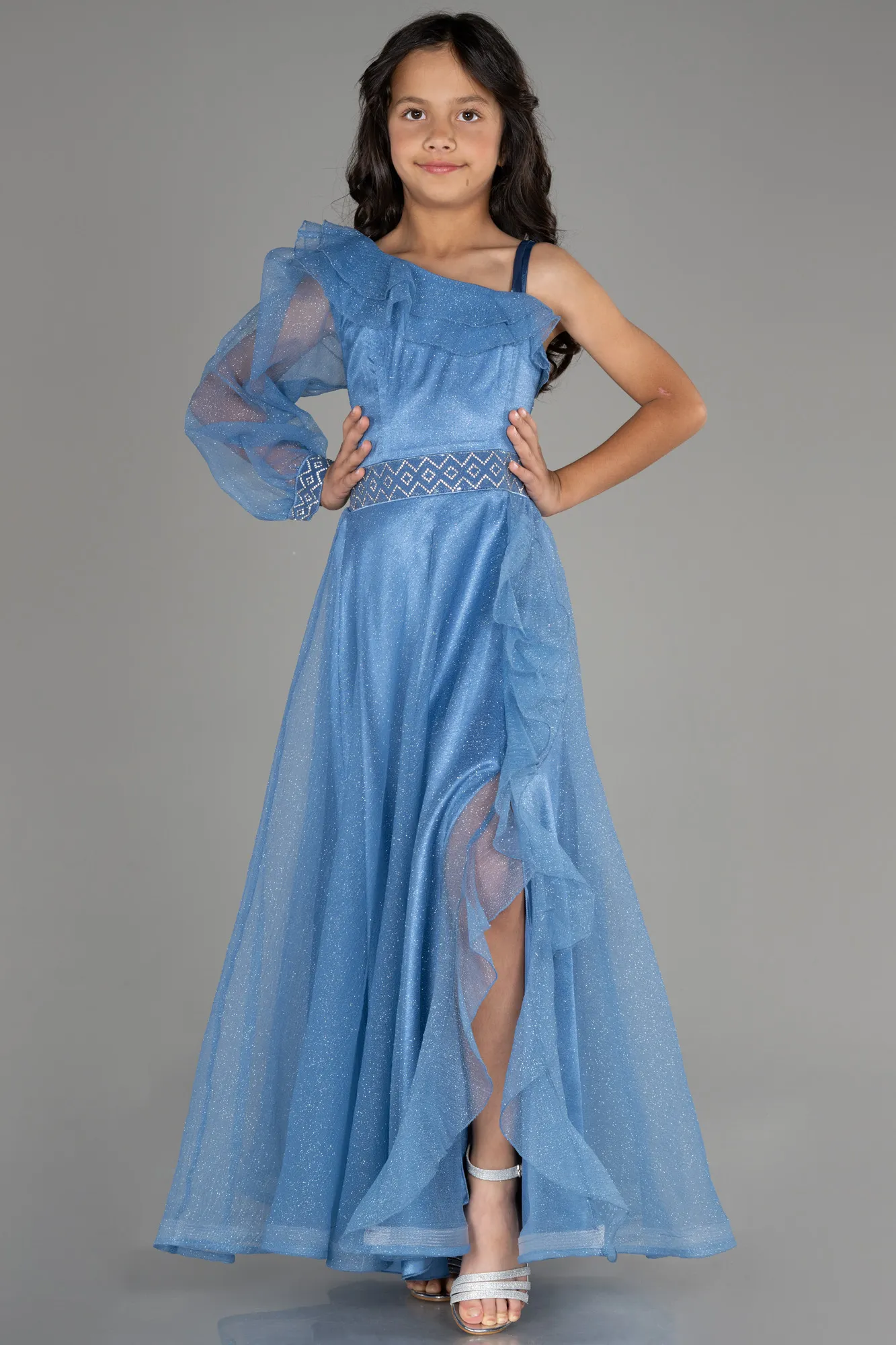 Indigo-Long Girl Dress ABU2453