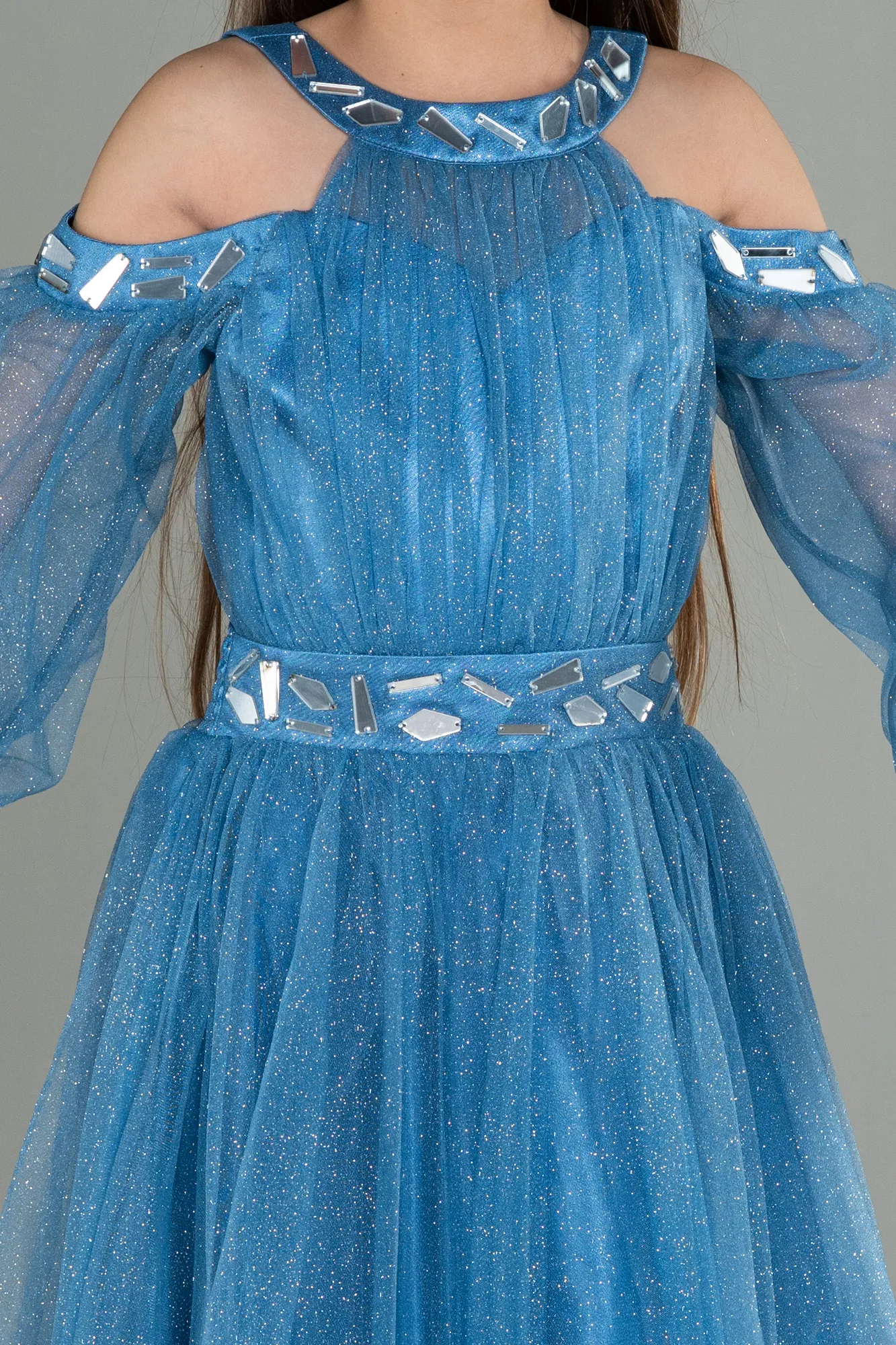 Indigo-Long Girl Dress ABU2454