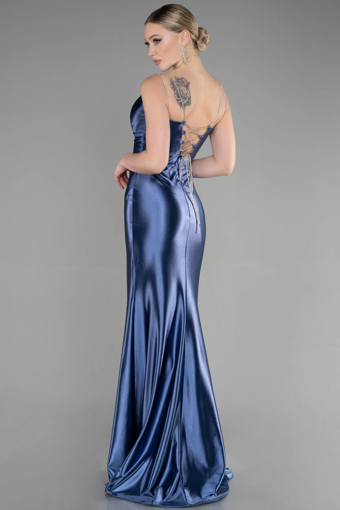 Indigo-Long Mermaid Evening Gown ABU3575