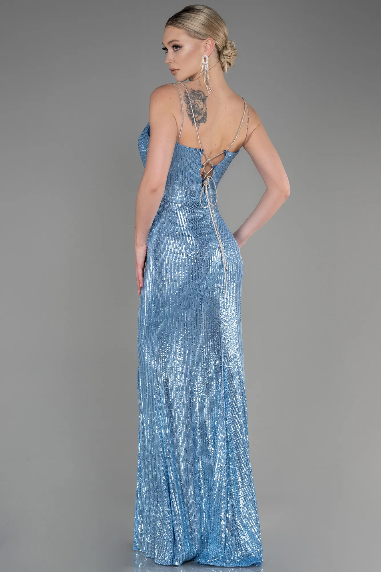 Indigo-Long Mermaid Evening Gown ABU3768