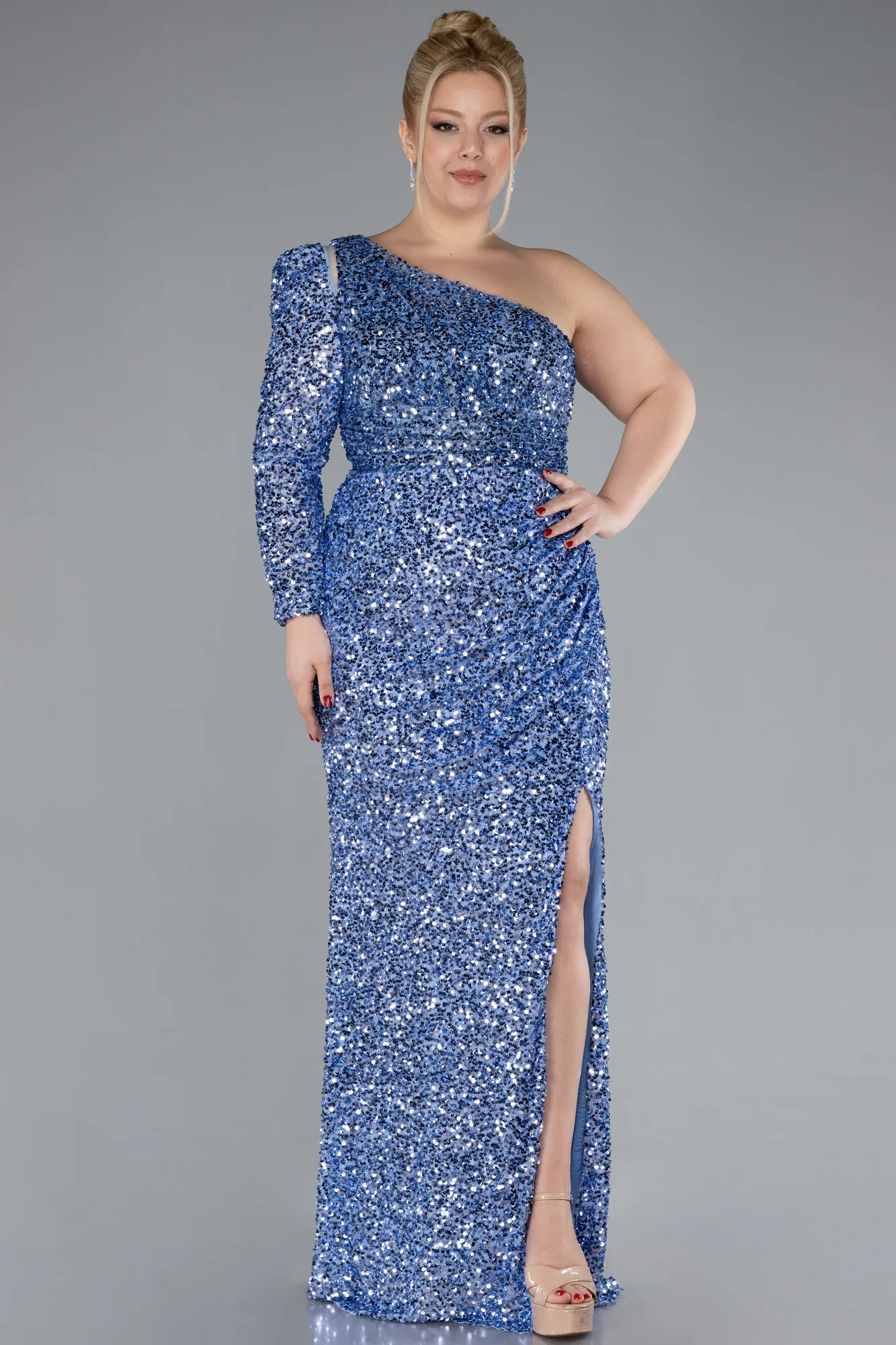 Indigo-Long Plus Size Engagement Dress ABU4404