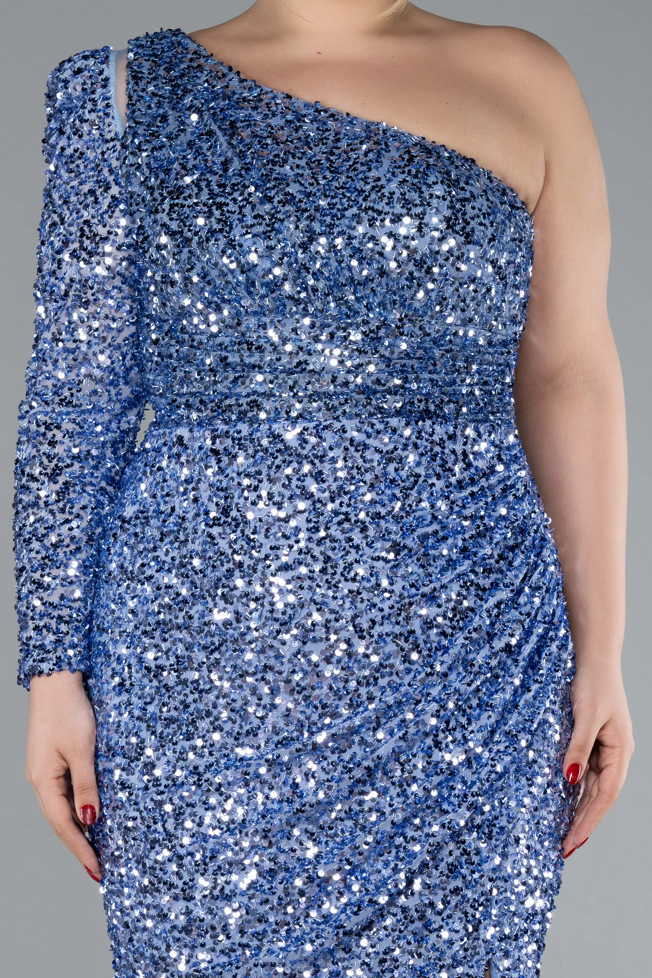 Indigo-Long Plus Size Engagement Dress ABU4404