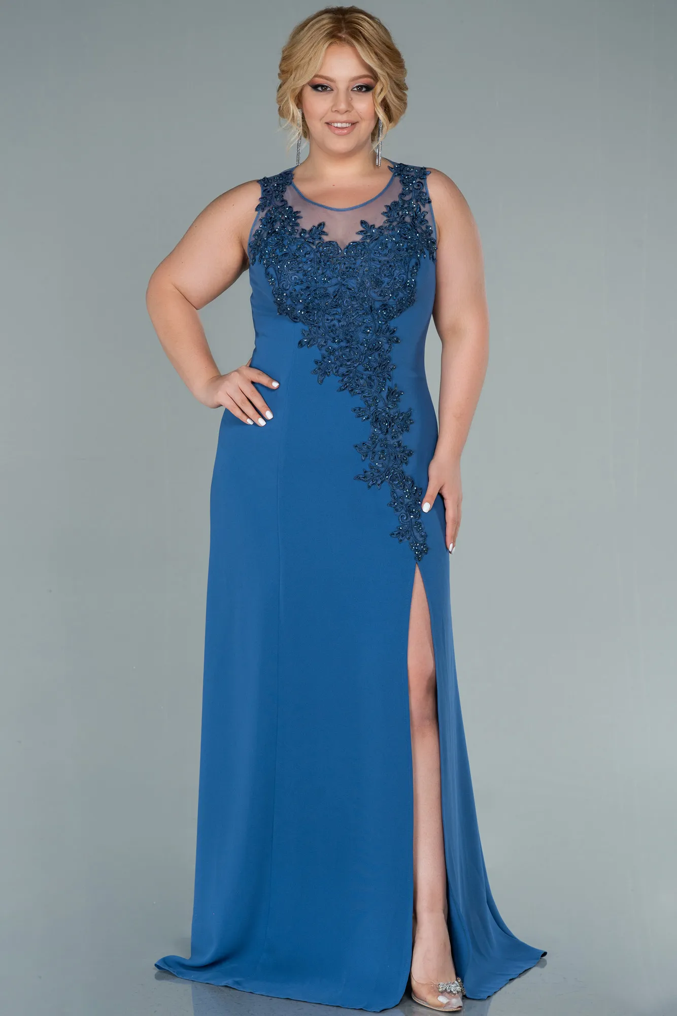 Indigo-Long Plus Size Evening Dress ABU1870