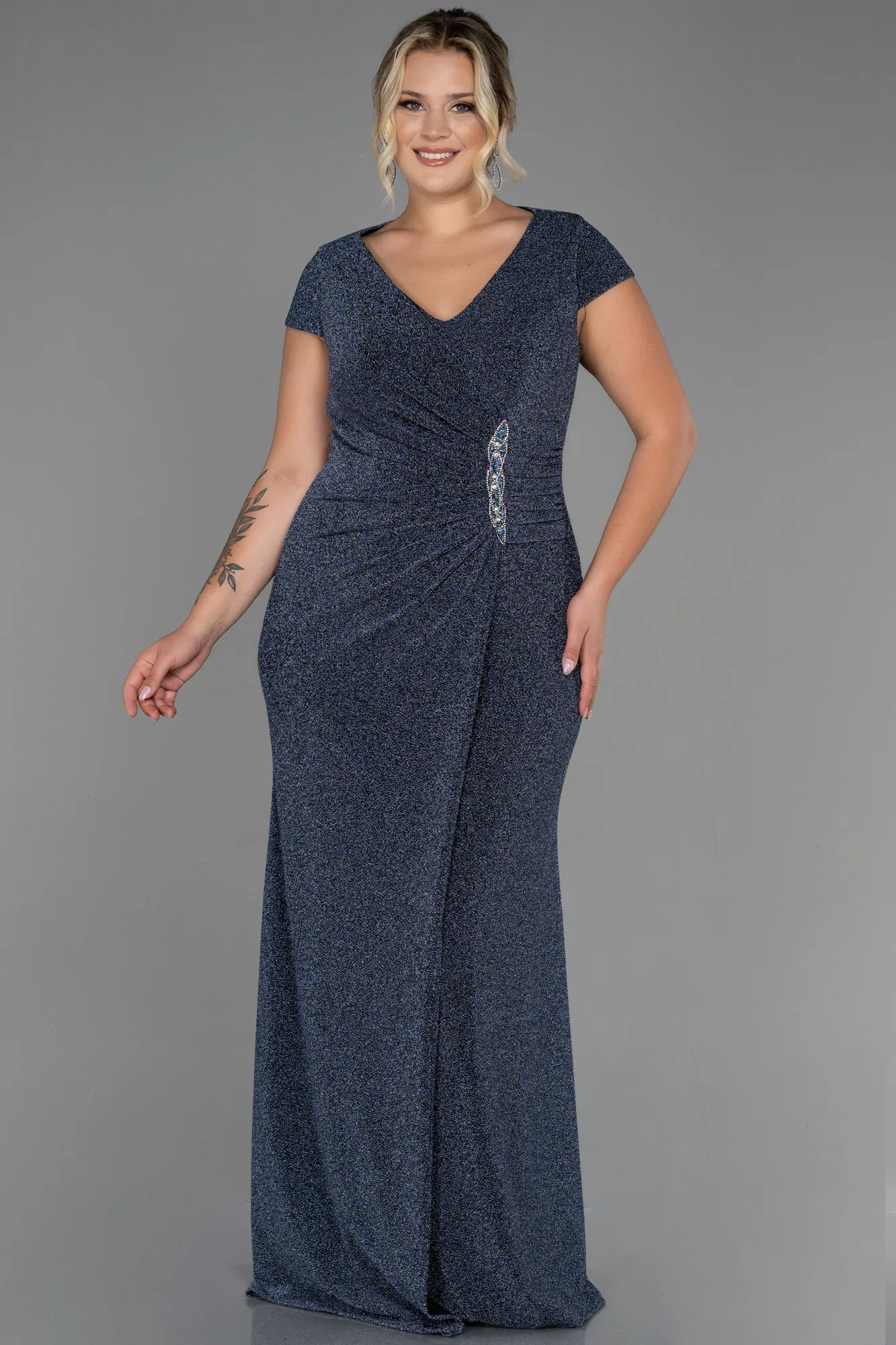 Indigo-Long Plus Size Evening Dress ABU2870