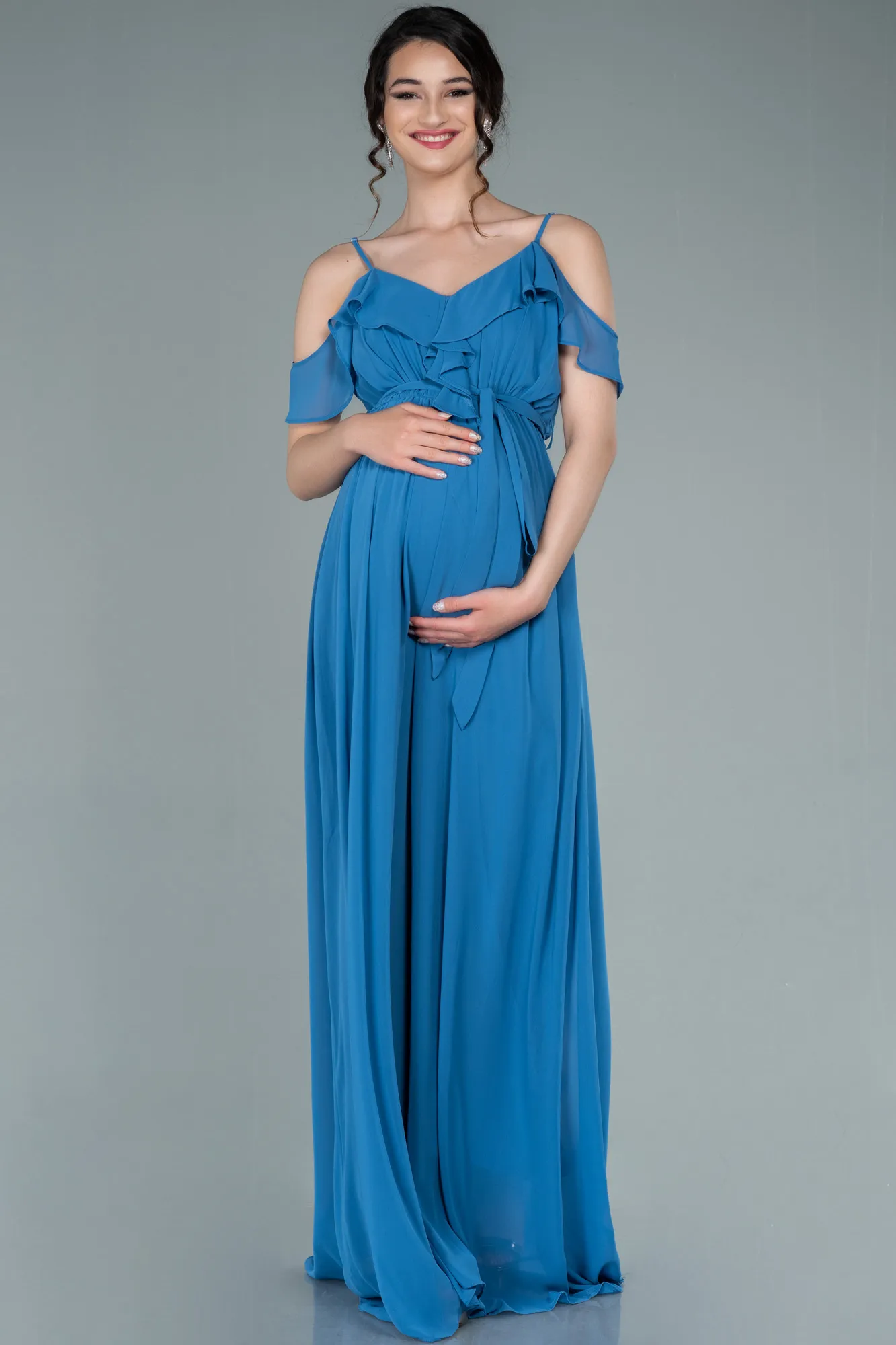 Indigo-Long Pregnancy Evening Dress ABU744