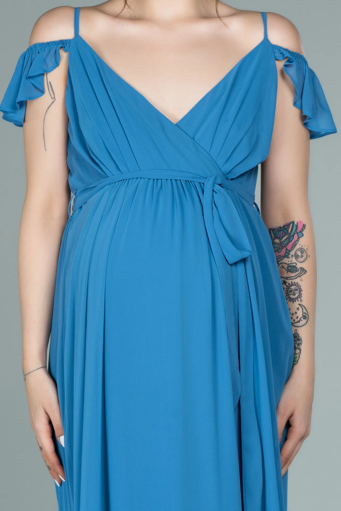 Indigo-Long Pregnancy Evening Dress ABU756
