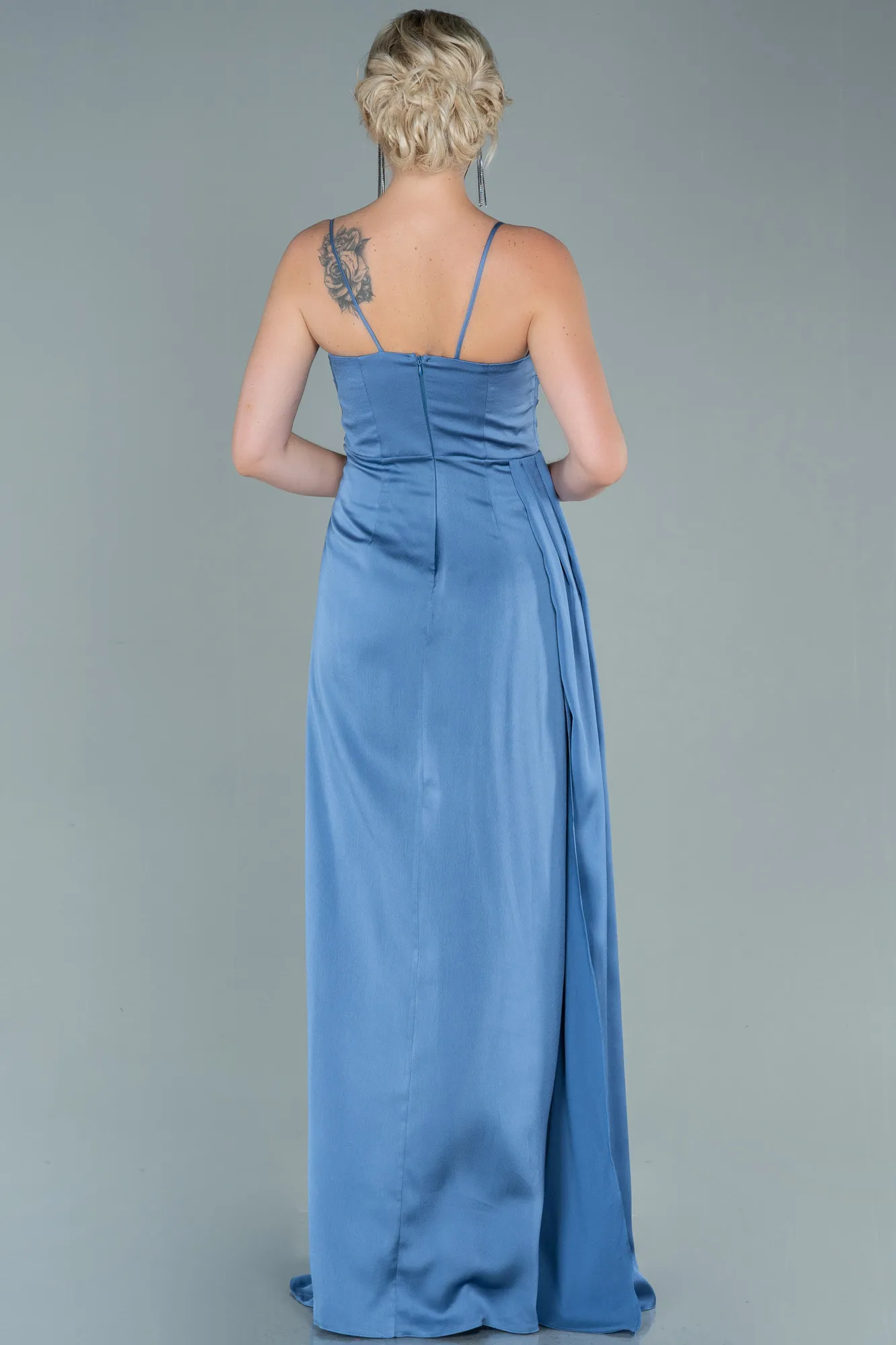 Indigo-Long Satin Prom Gown ABU2558