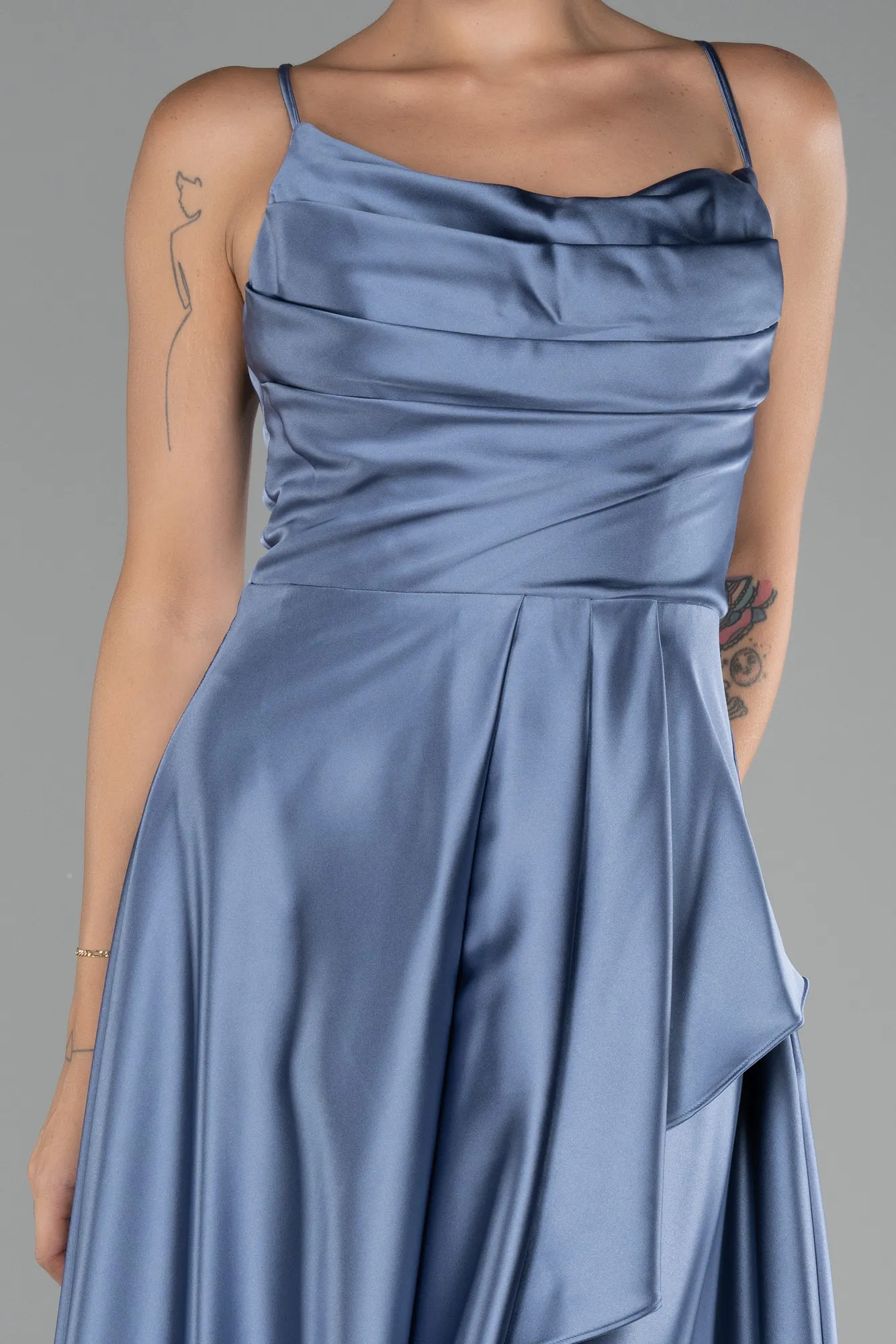 Indigo-Long Satin Prom Gown ABU3242