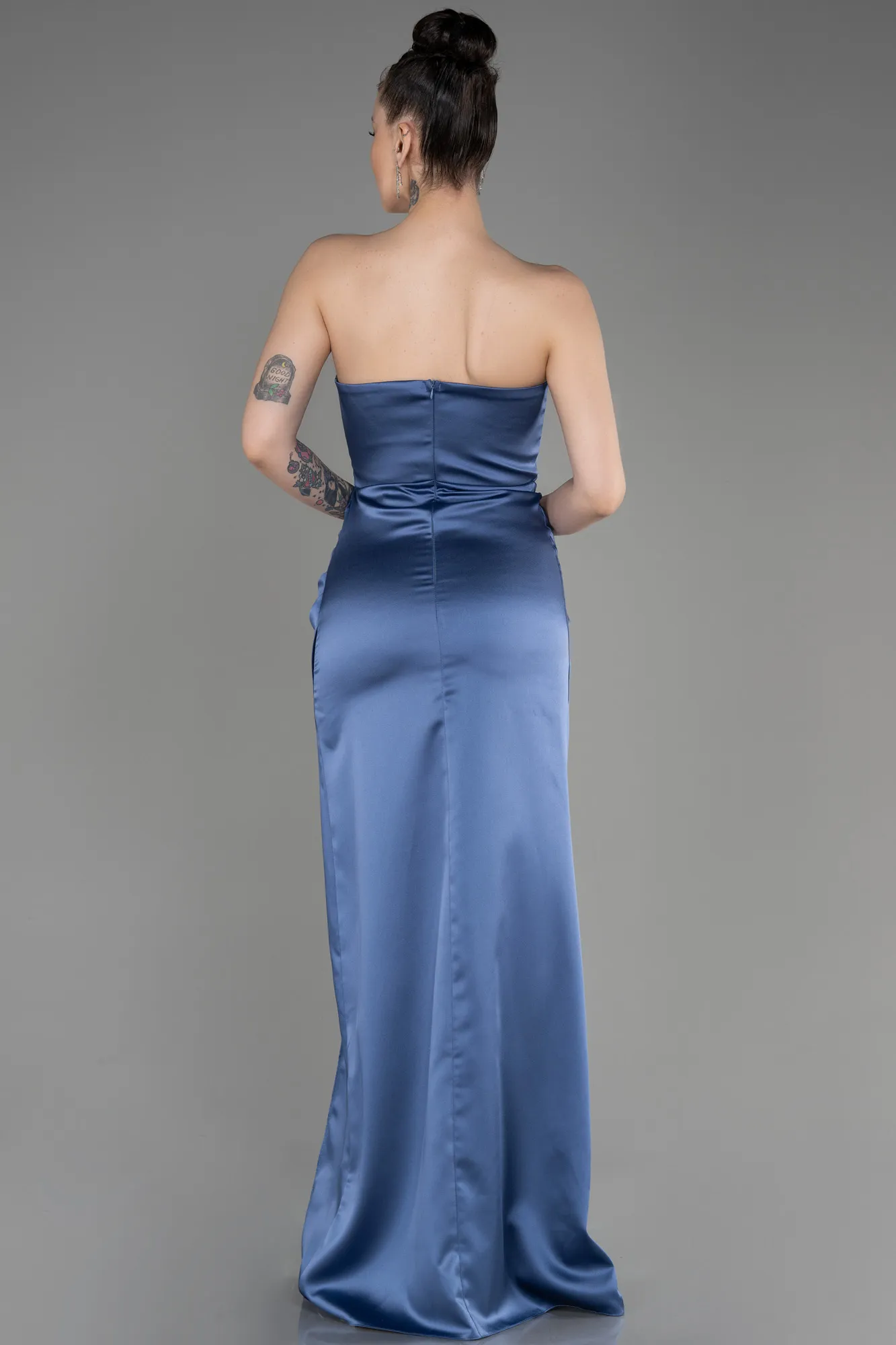 Indigo-Long Satin Prom Gown ABU3765