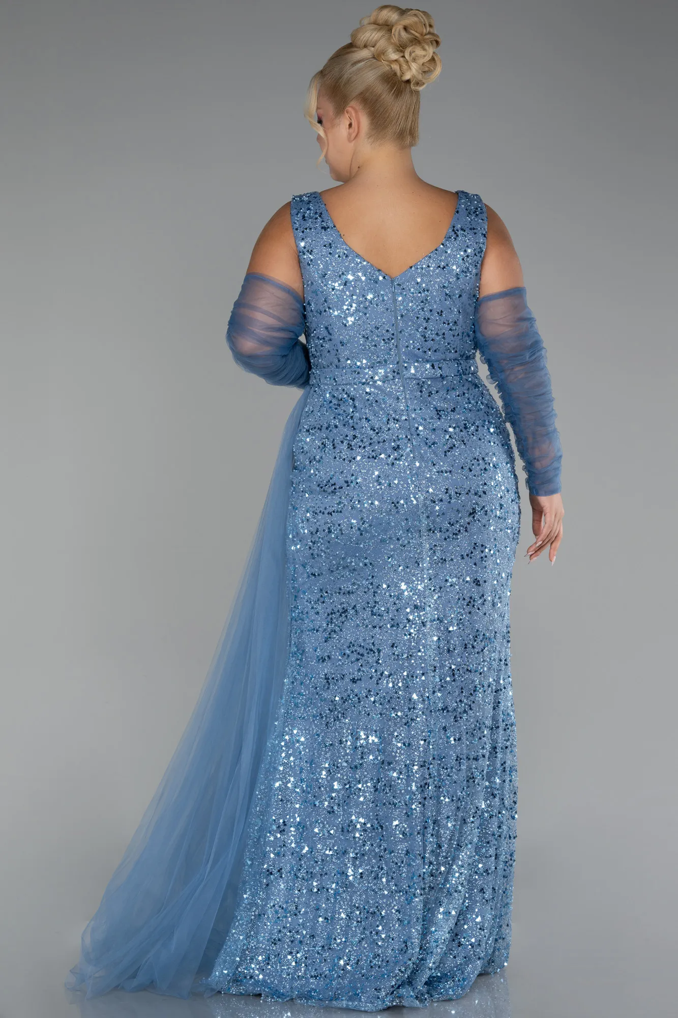 Indigo-Long Scaly Plus Size Engagement Gown ABU3992