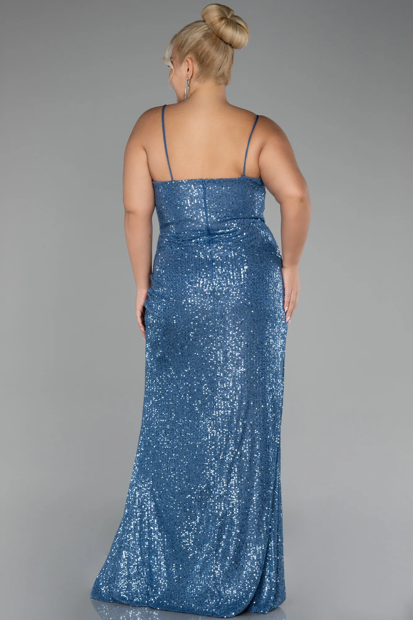 Indigo-Long Scaly Plus Size Evening Dress ABU3322