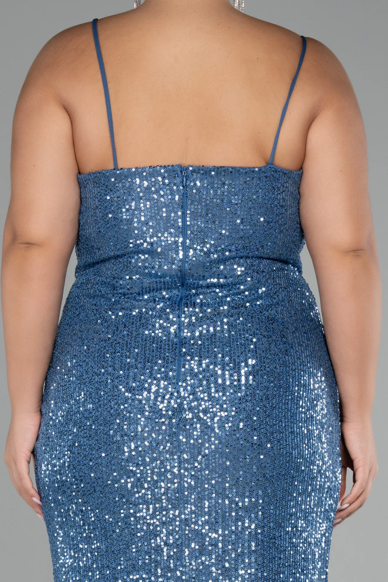 Indigo-Long Scaly Plus Size Evening Dress ABU3322