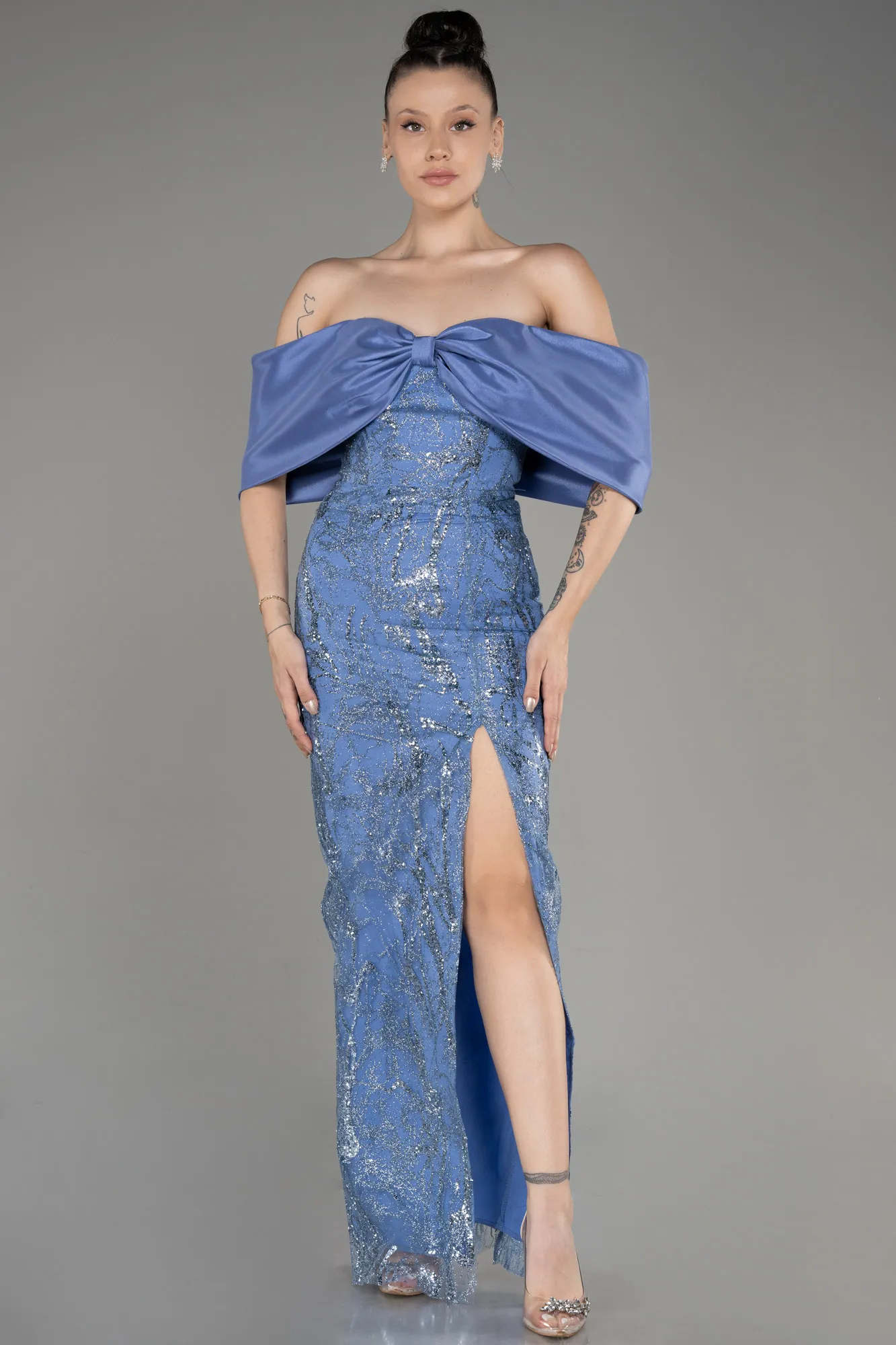 Indigo-Midi Evening Dress ABK2064