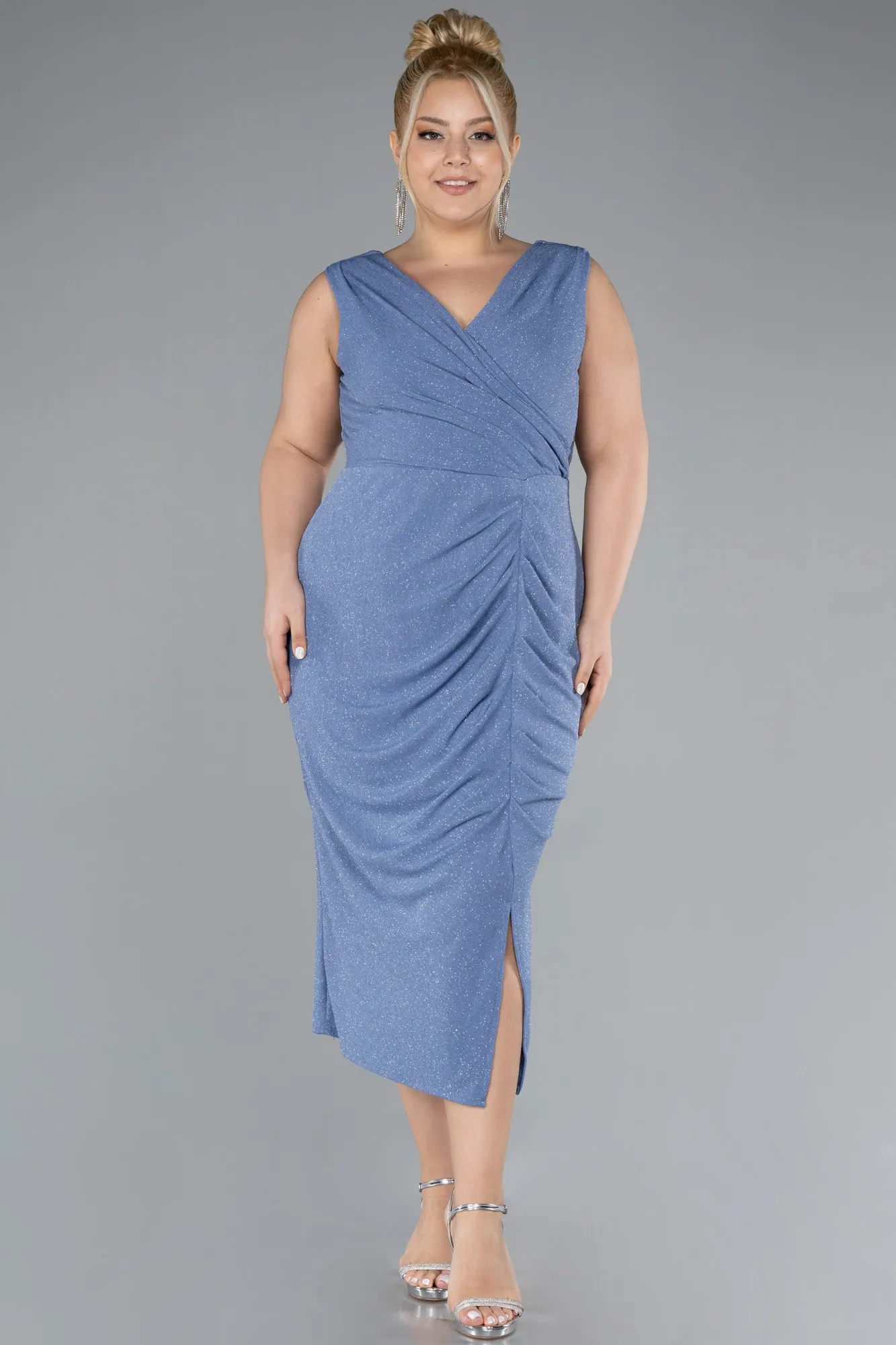 Indigo-Midi Plus Size Evening Dress ABK1492