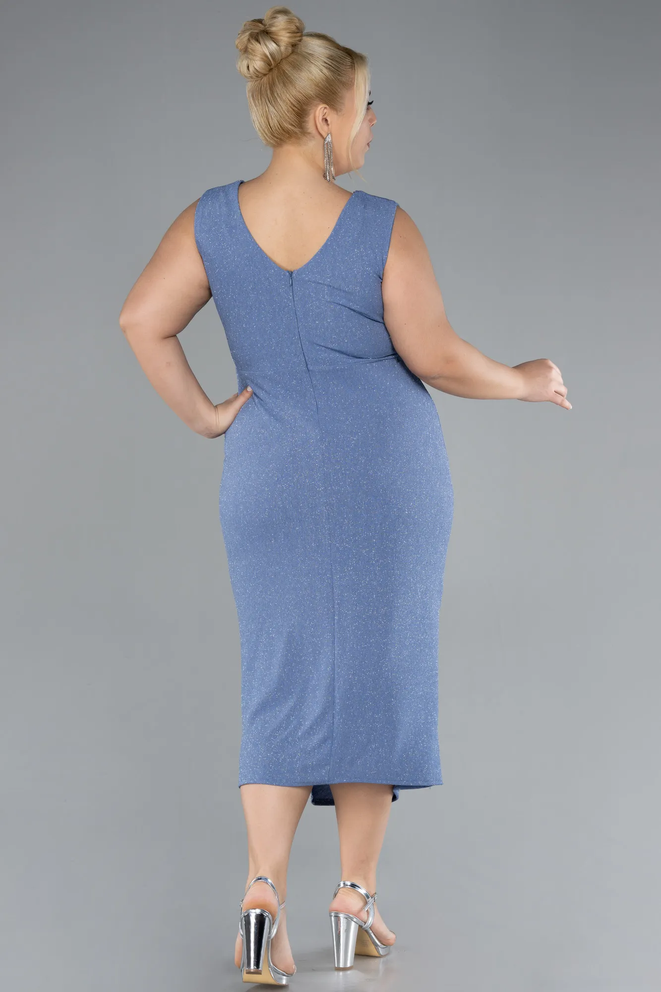 Indigo-Midi Plus Size Evening Dress ABK1492