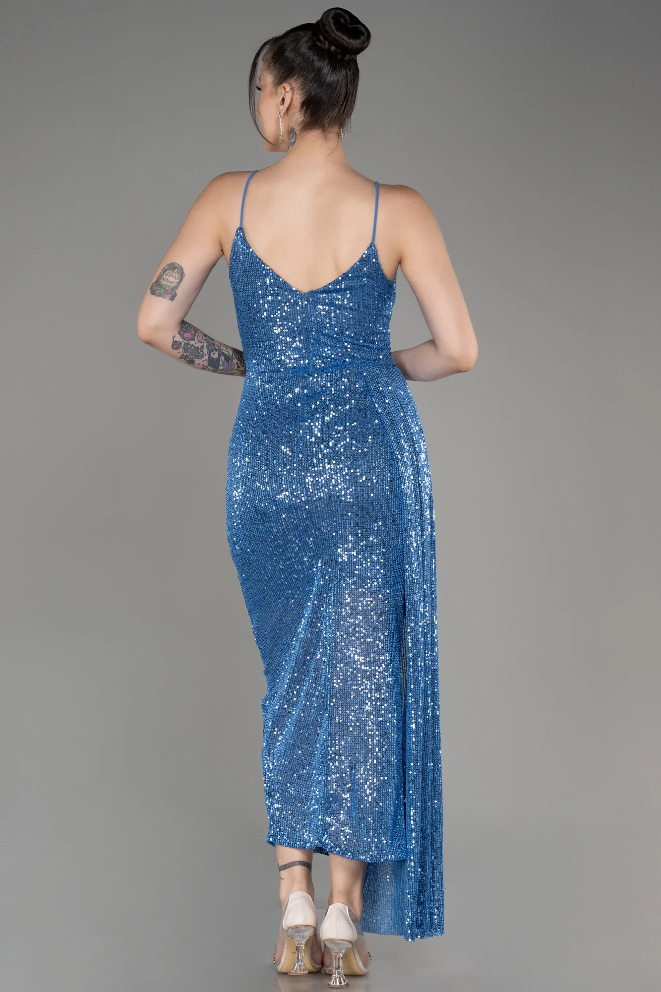 Indigo-Midi Scaly Cocktail Dress ABK2071