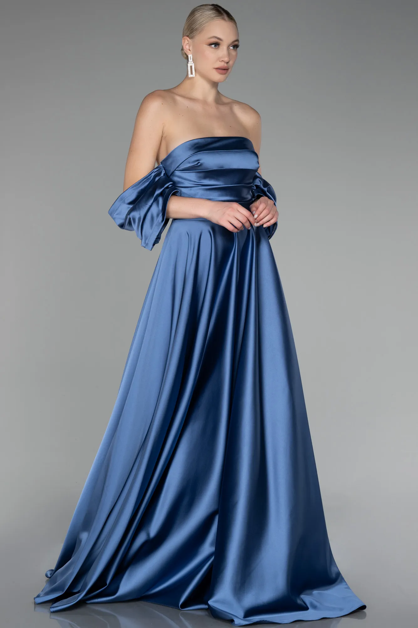 Indigo-Strapless Long Satin Prom Gown ABU4132