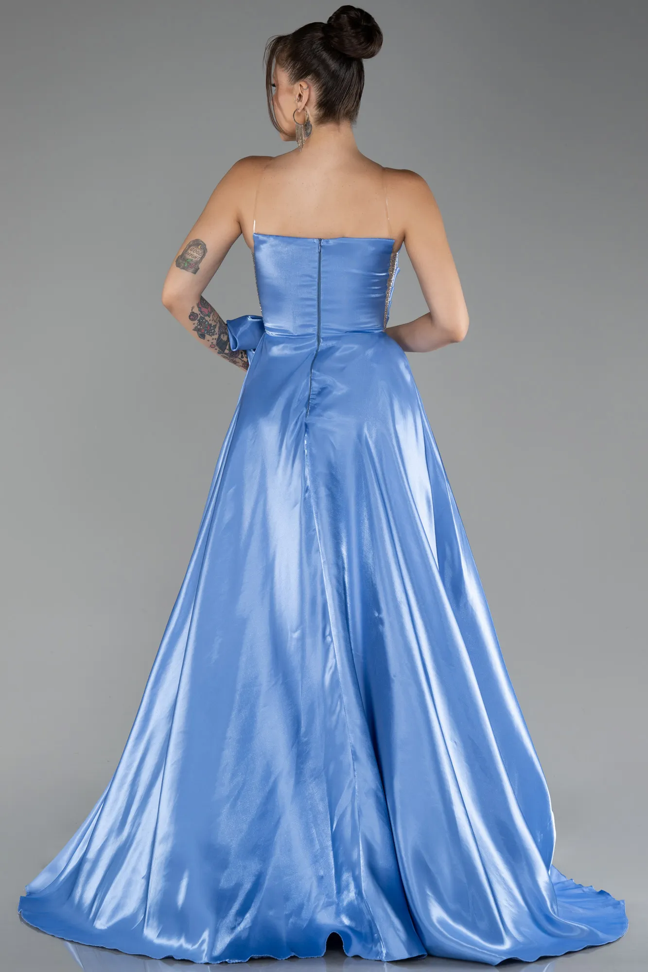 Indigo-Strapless Slit Long Ball Gown ABU4015