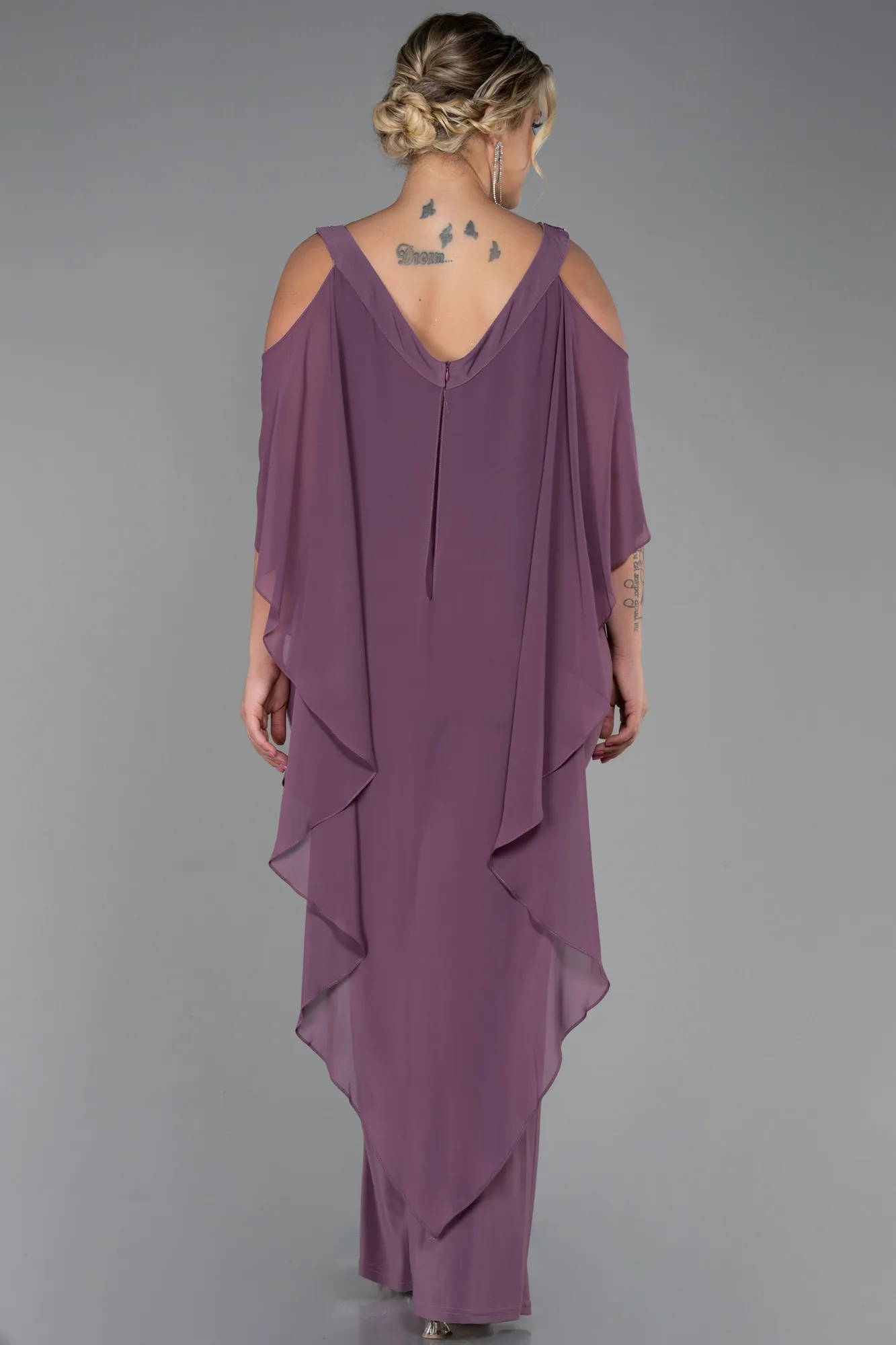 Lavender-Chiffon Plus Size Evening Dress ABT096