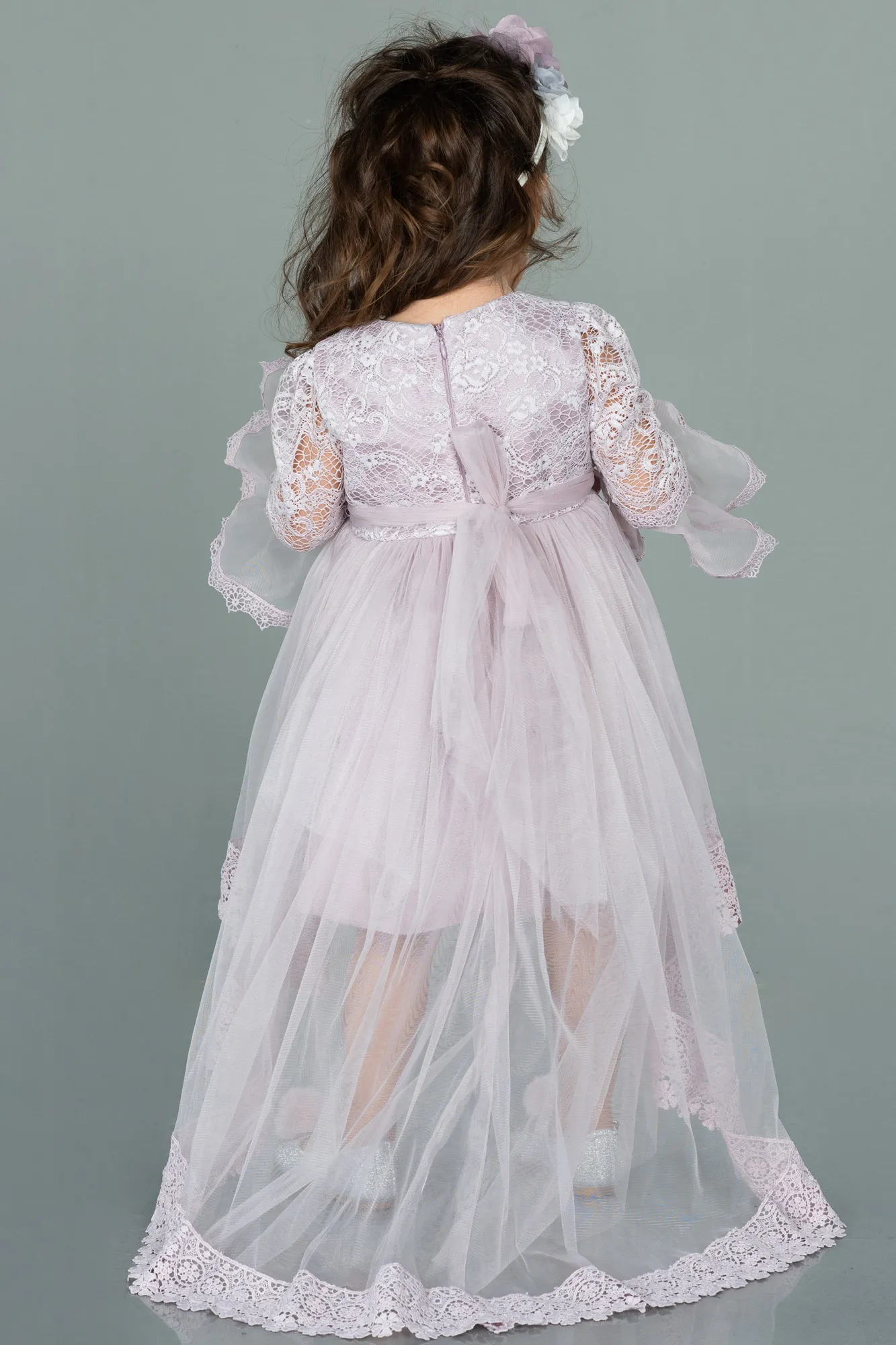 Lavender-Front Short Back Long Dantelle Girl Dress ABO082