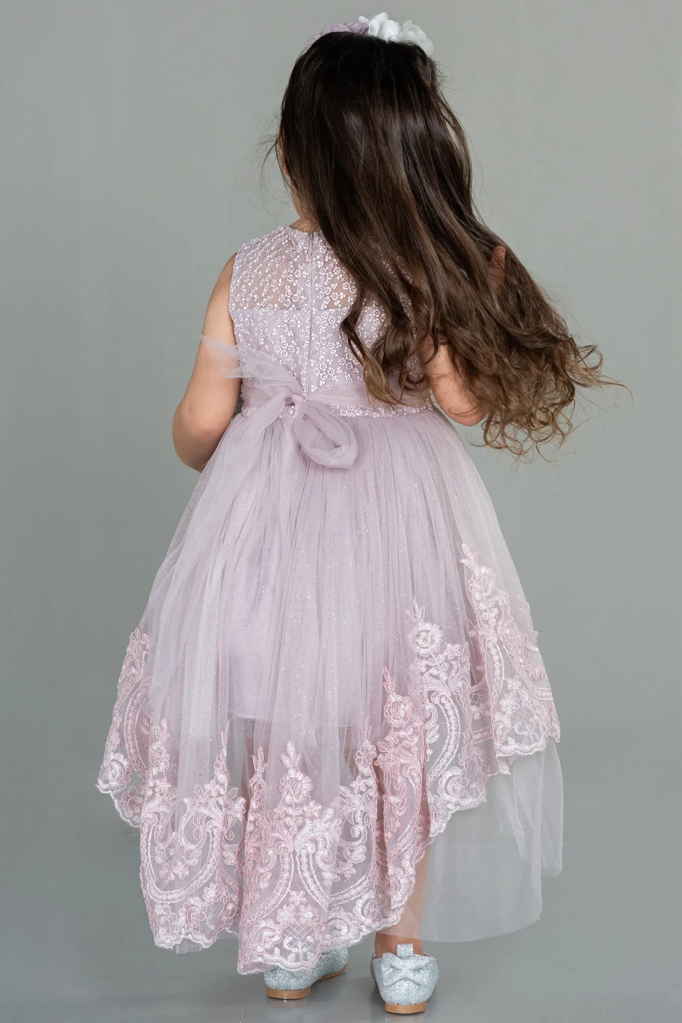 Lavender-Front Short Back Long Girl Dress ABO081