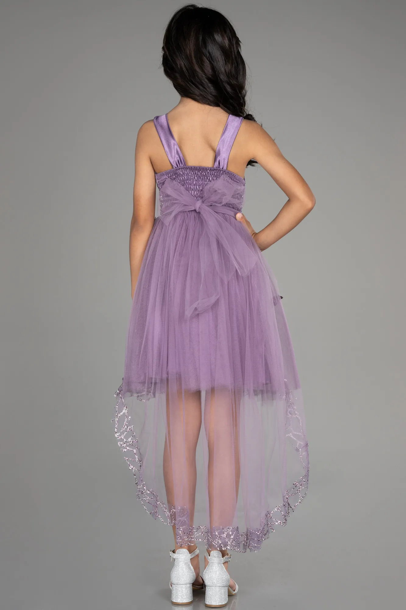 Lavender-Front Short Back Long Girl Dress ABO104