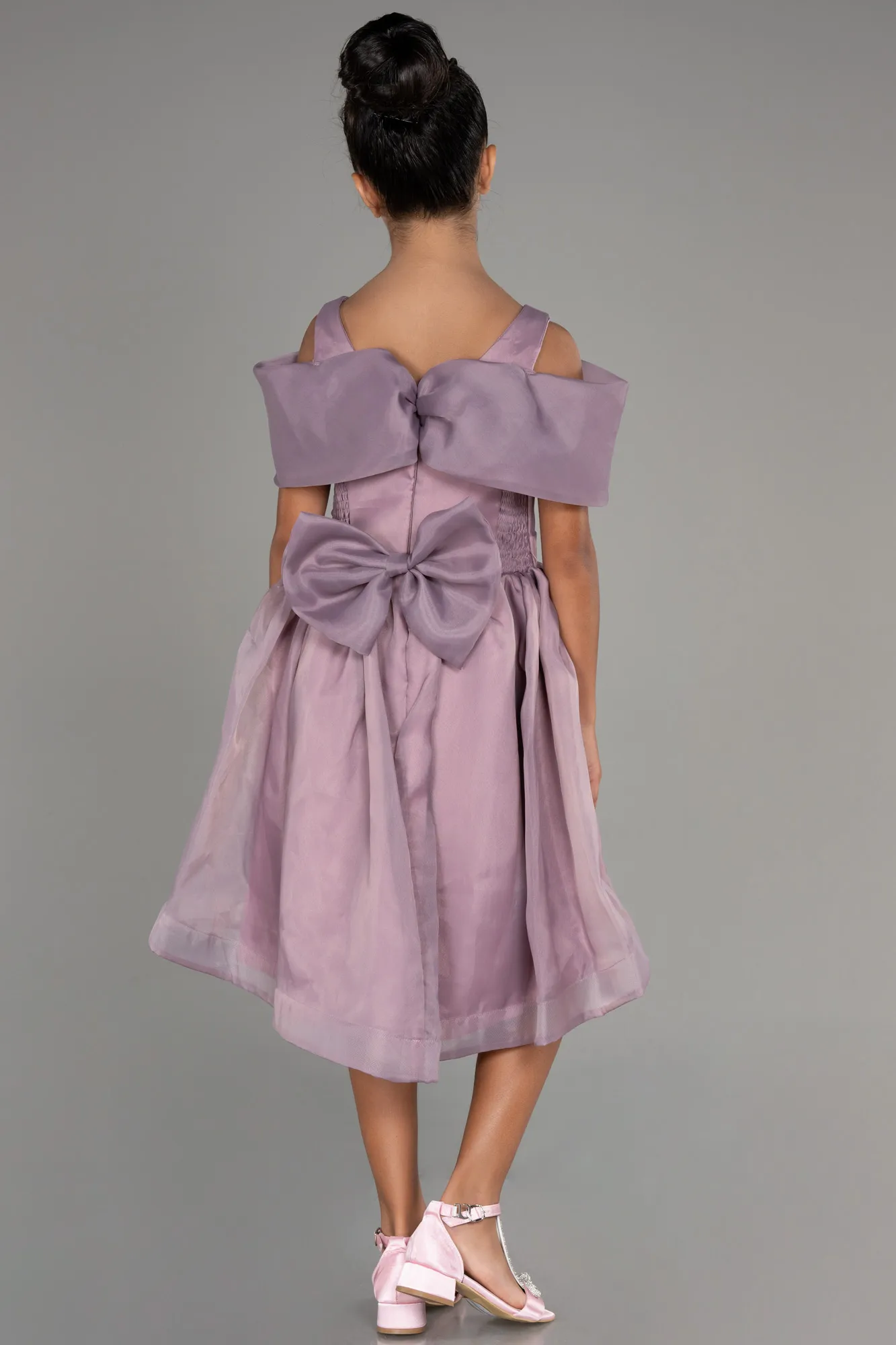 Lavender-Front Short Back Long Girl Dress ABO107