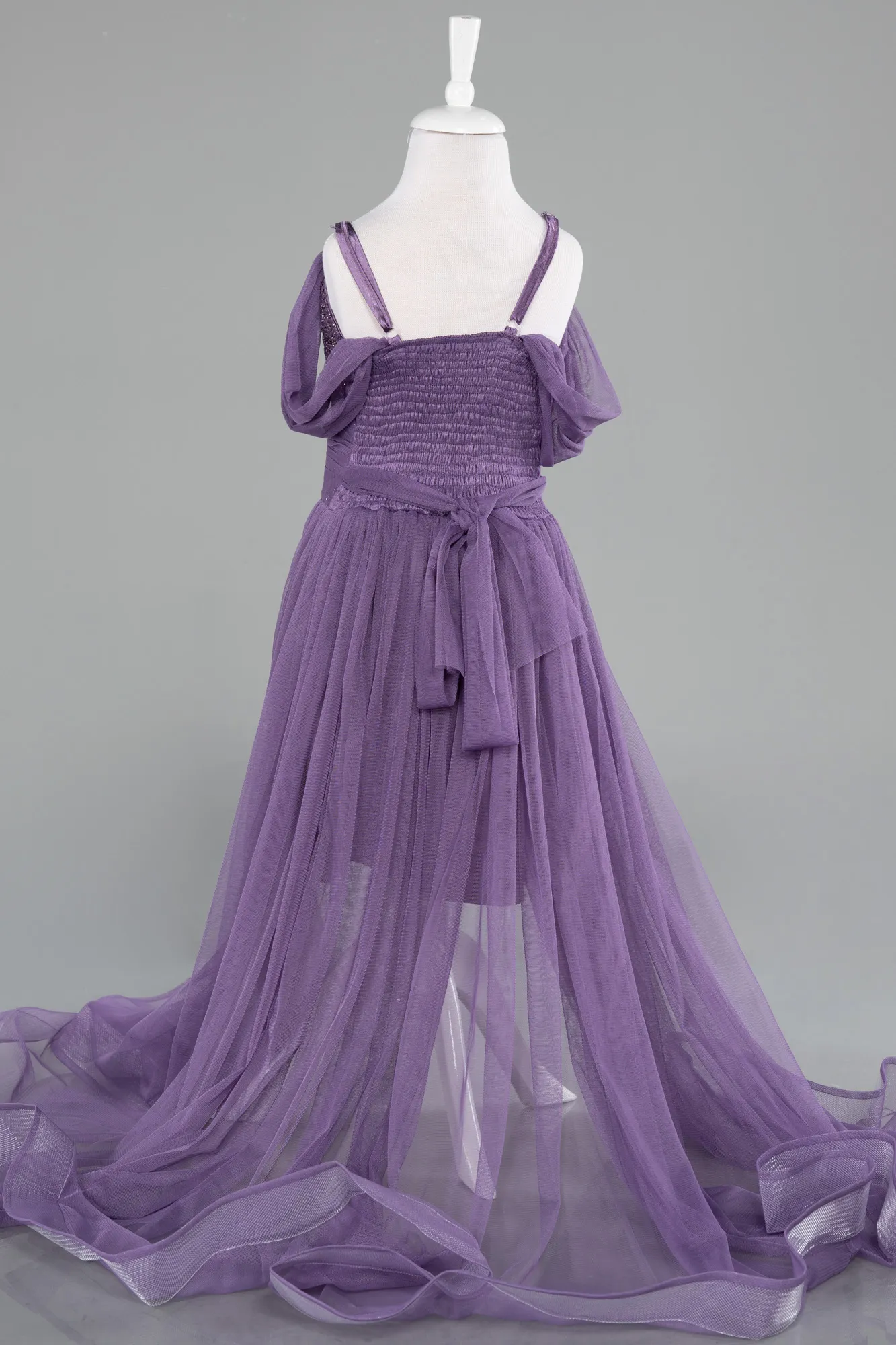 Lavender-Front Short Back Long Girl Dress ABO110