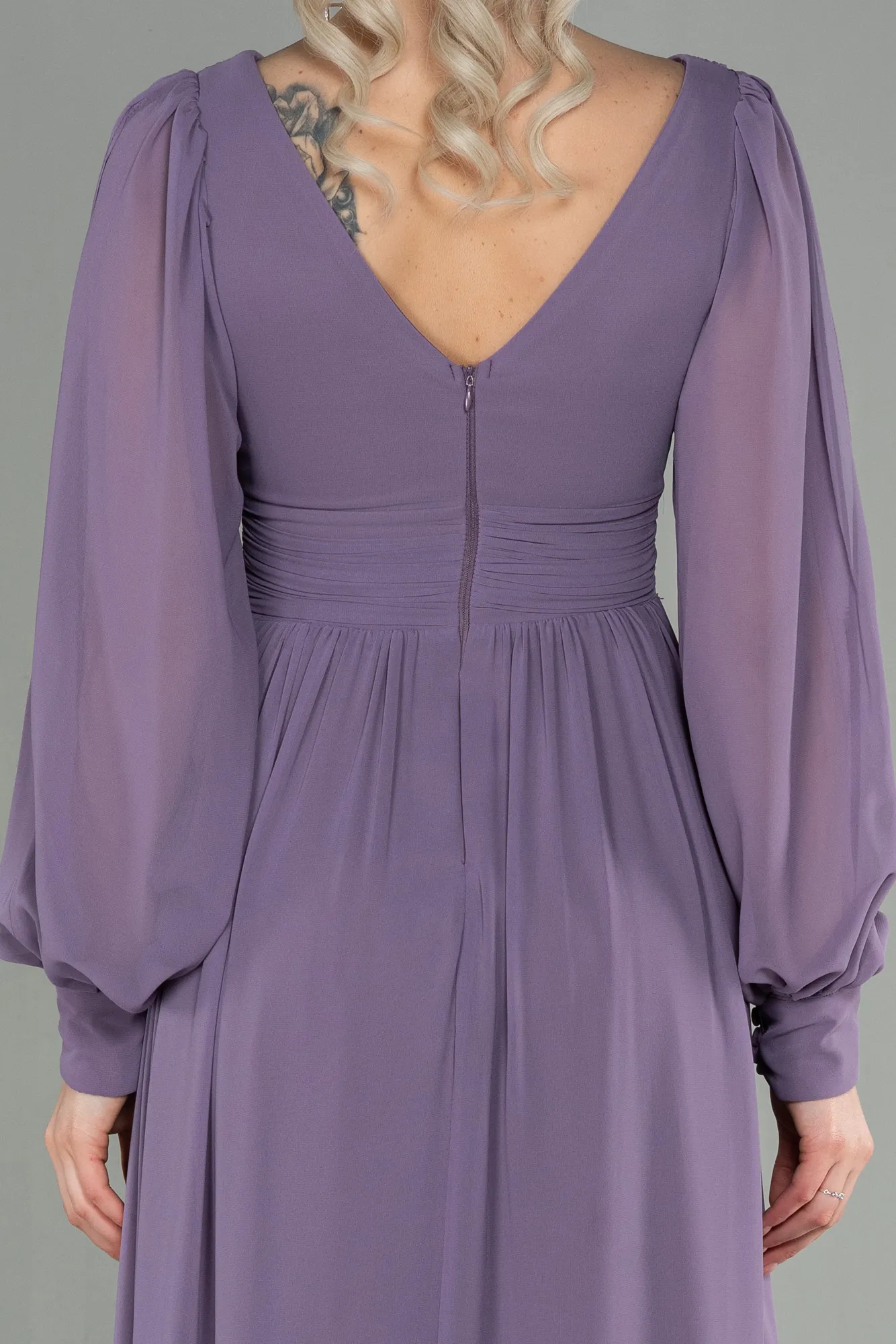 Lavender-Long Chiffon Evening Dress ABU1702