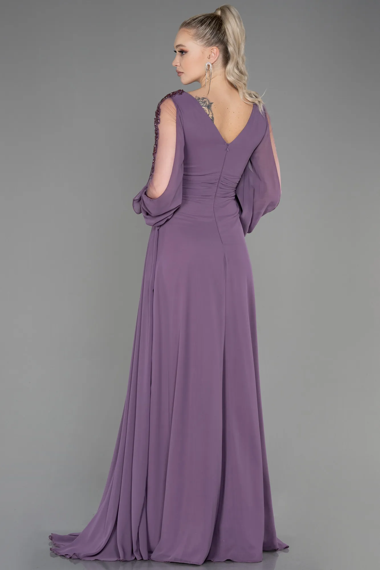Lavender-Long Chiffon Evening Dress ABU3220