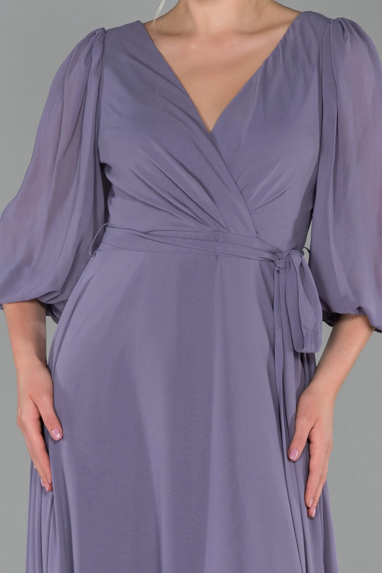 Lavender-Long Chiffon Invitation Dress ABU1729