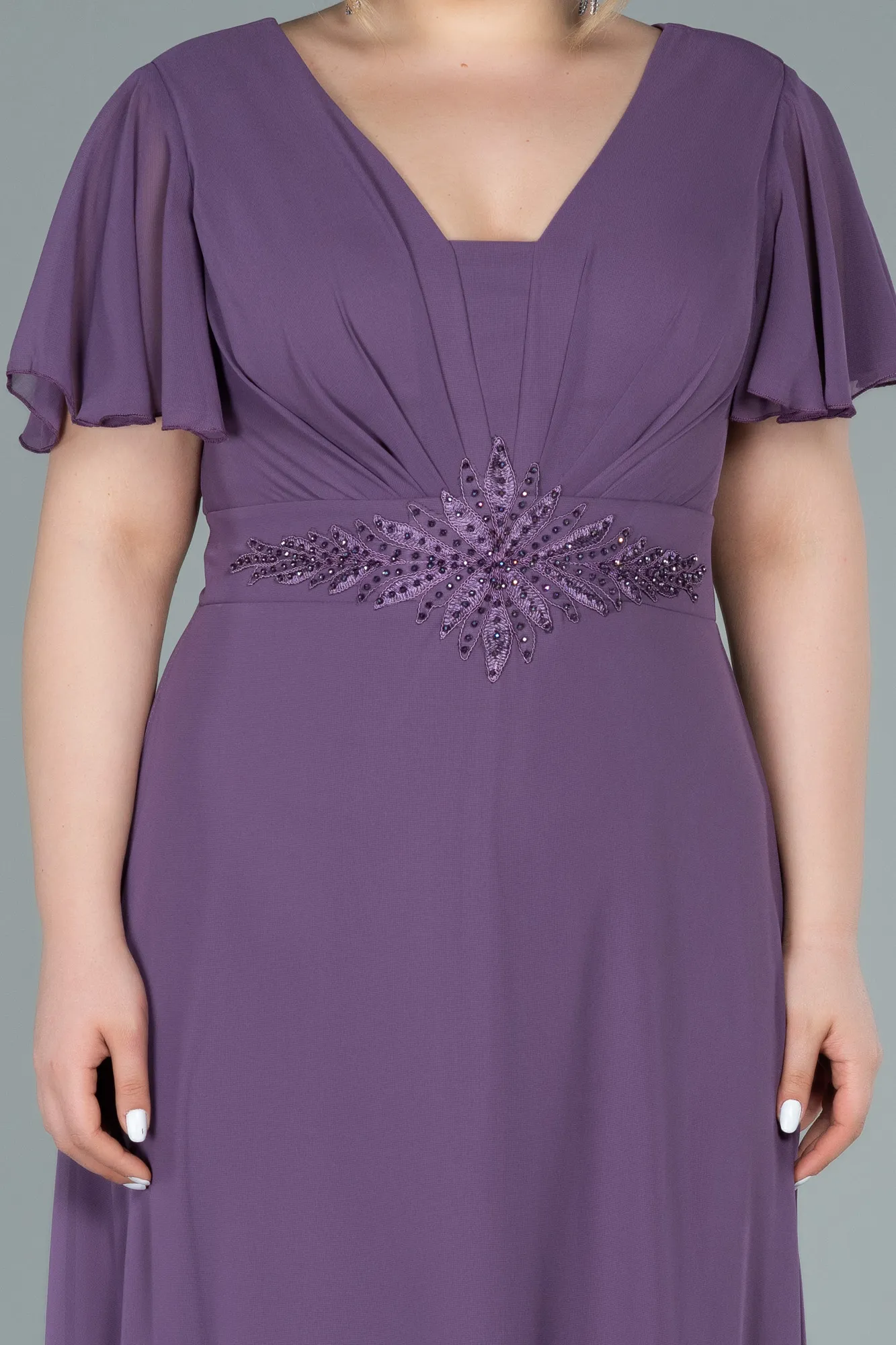 Lavender-Long Chiffon Plus Size Evening Dress ABU2308