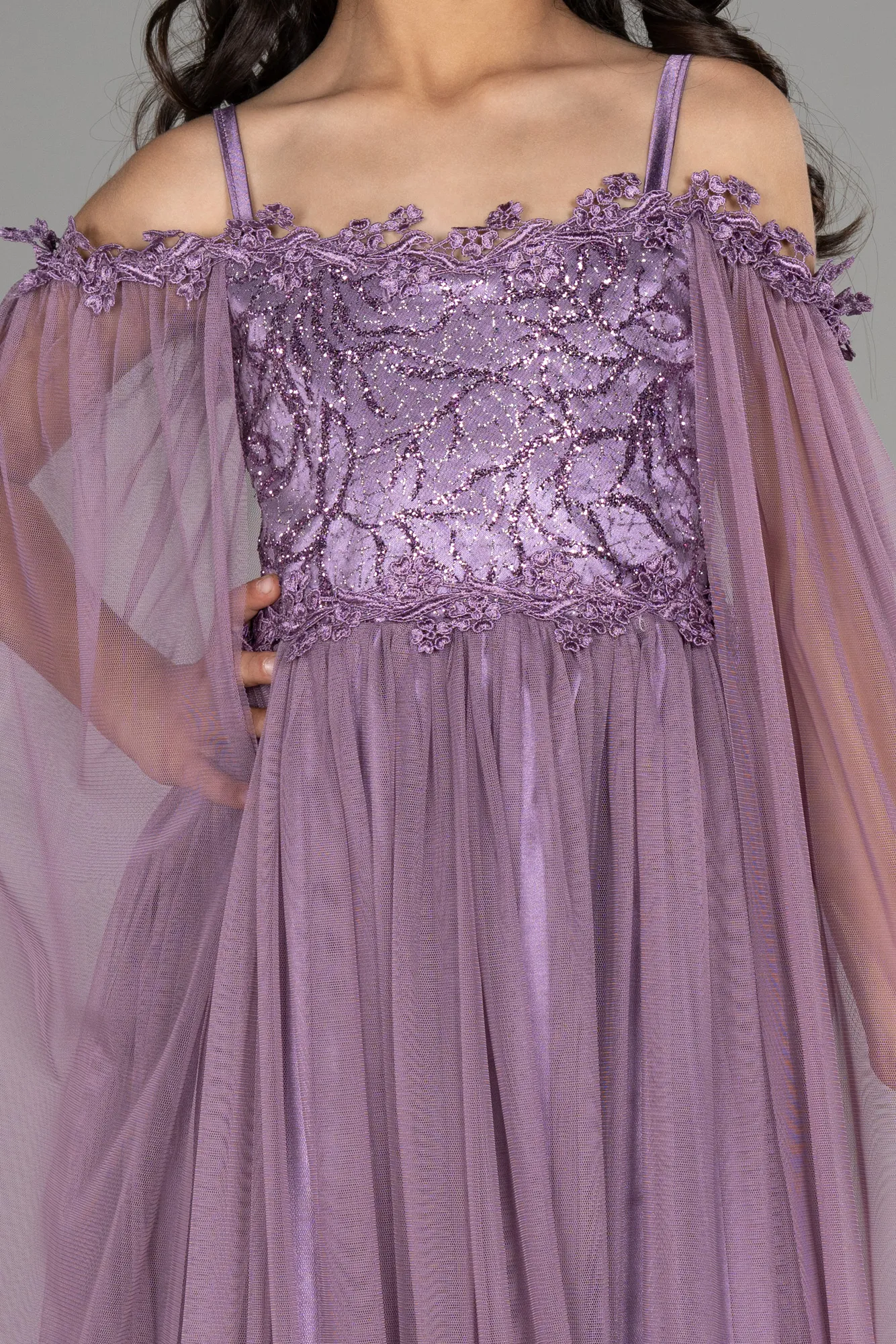 Lavender-Long Girl Dress ABU3029