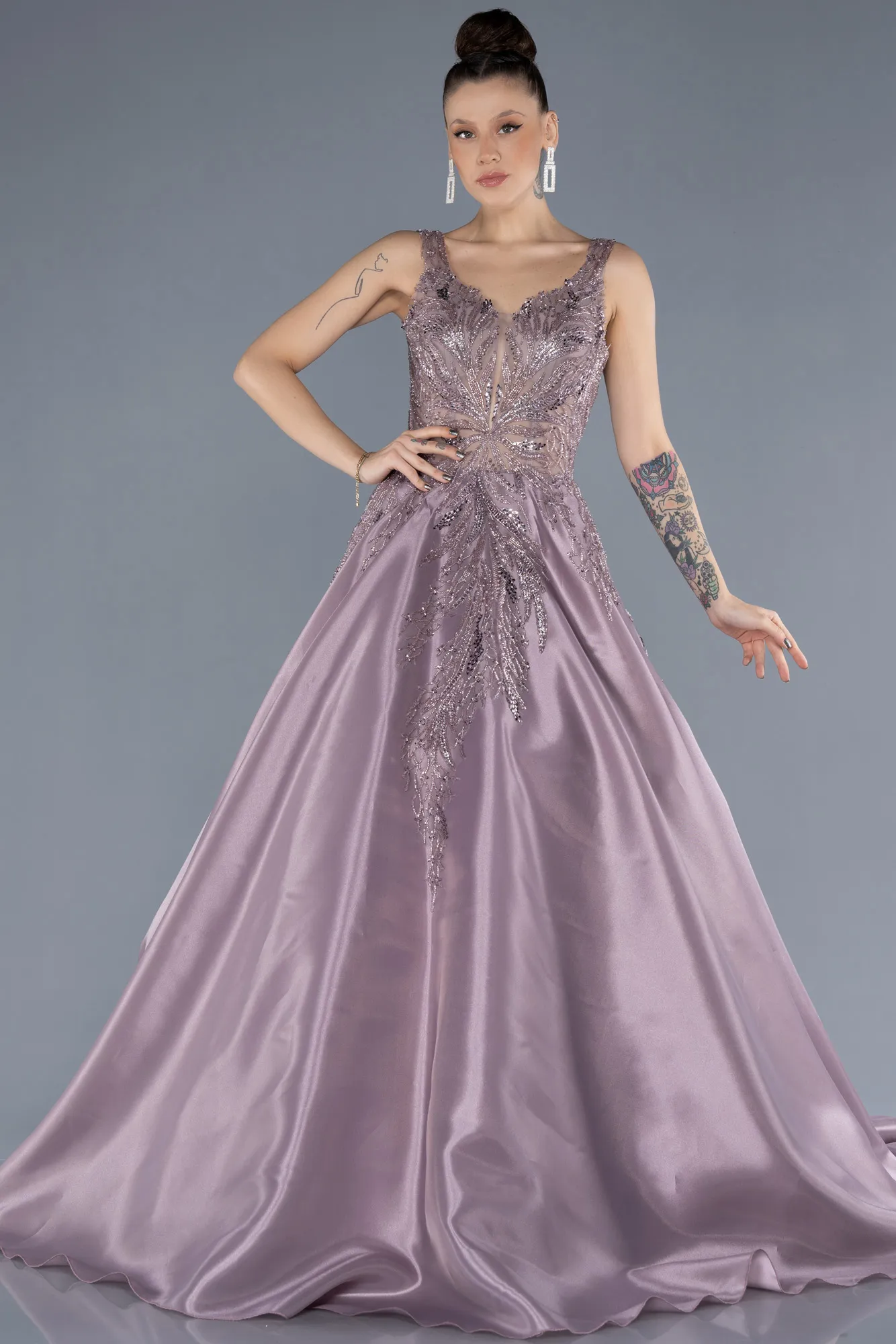 Lavender-Long Haute Couture Dress ABU4551