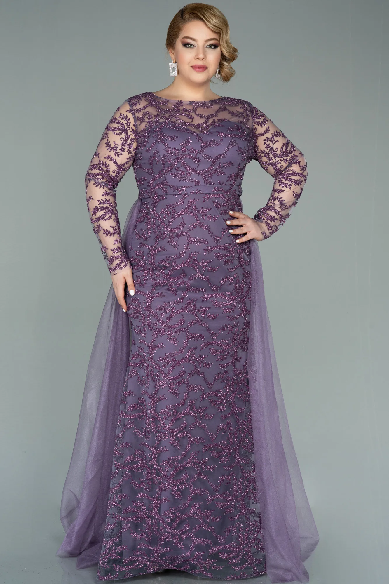 Lavender-Long Oversized Evening Dress ABU2238