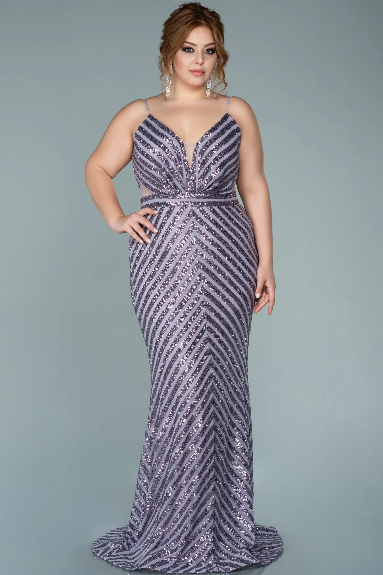Lavender-Long Plus Size Evening Dress ABU1661
