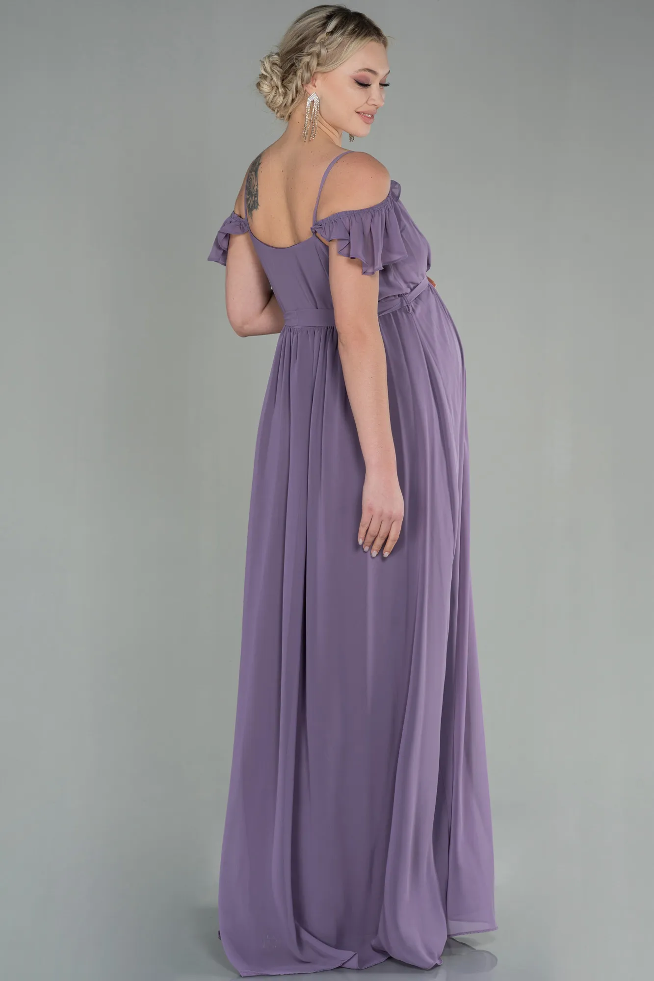 Lavender-Long Pregnancy Evening Dress ABU756