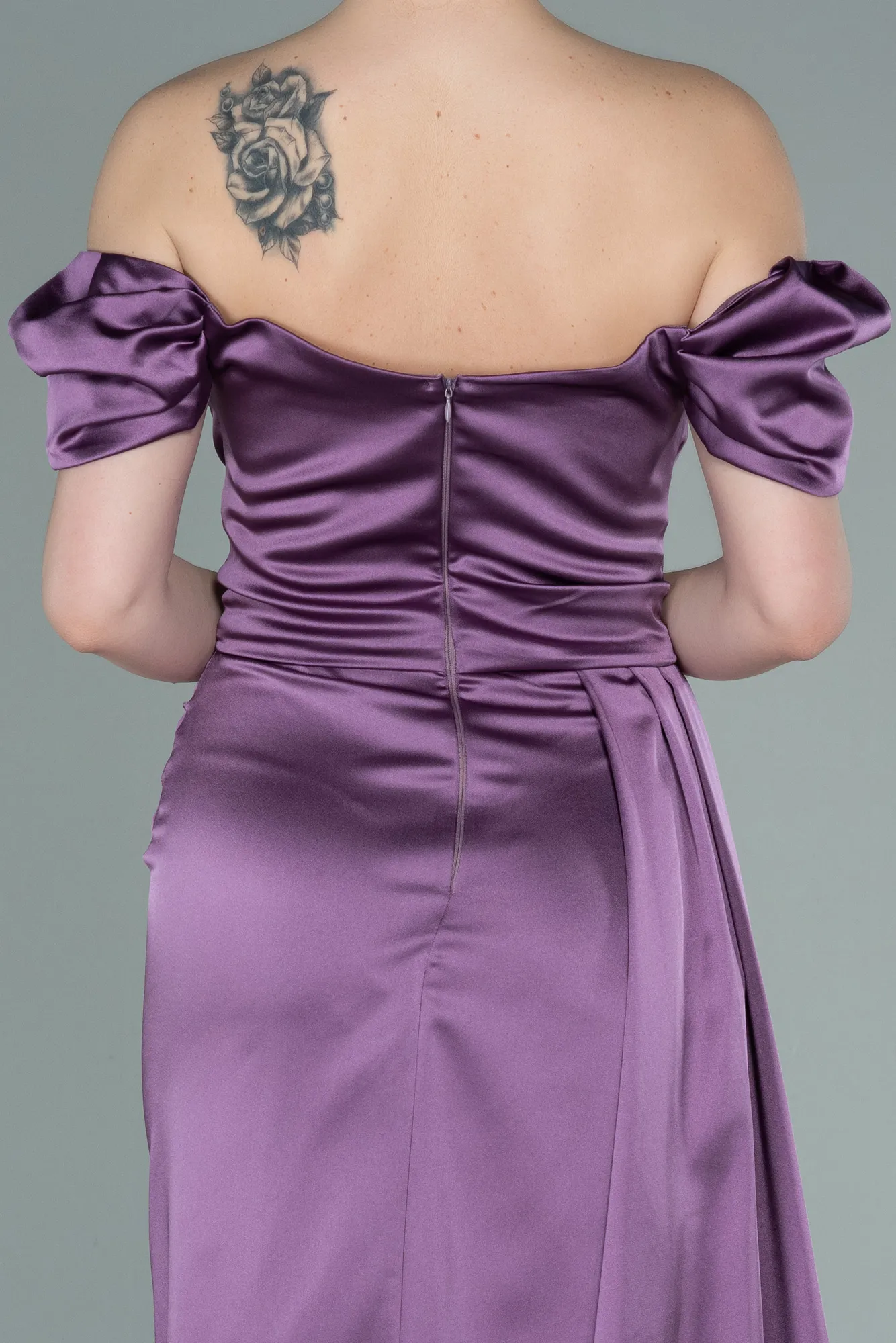 Lavender-Long Satin Engagement Dress ABU1606