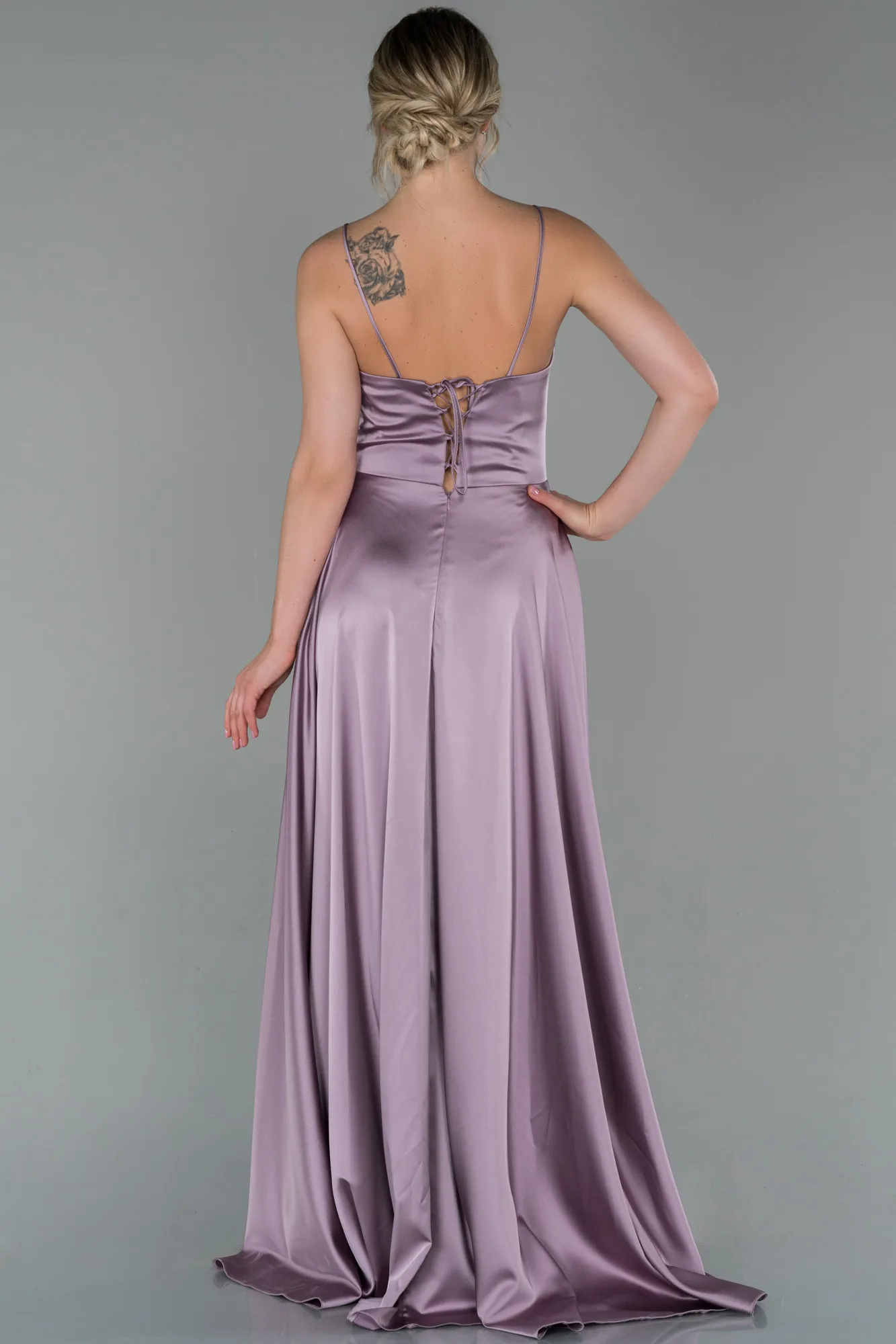 Lavender-Long Satin Evening Dress ABU1458