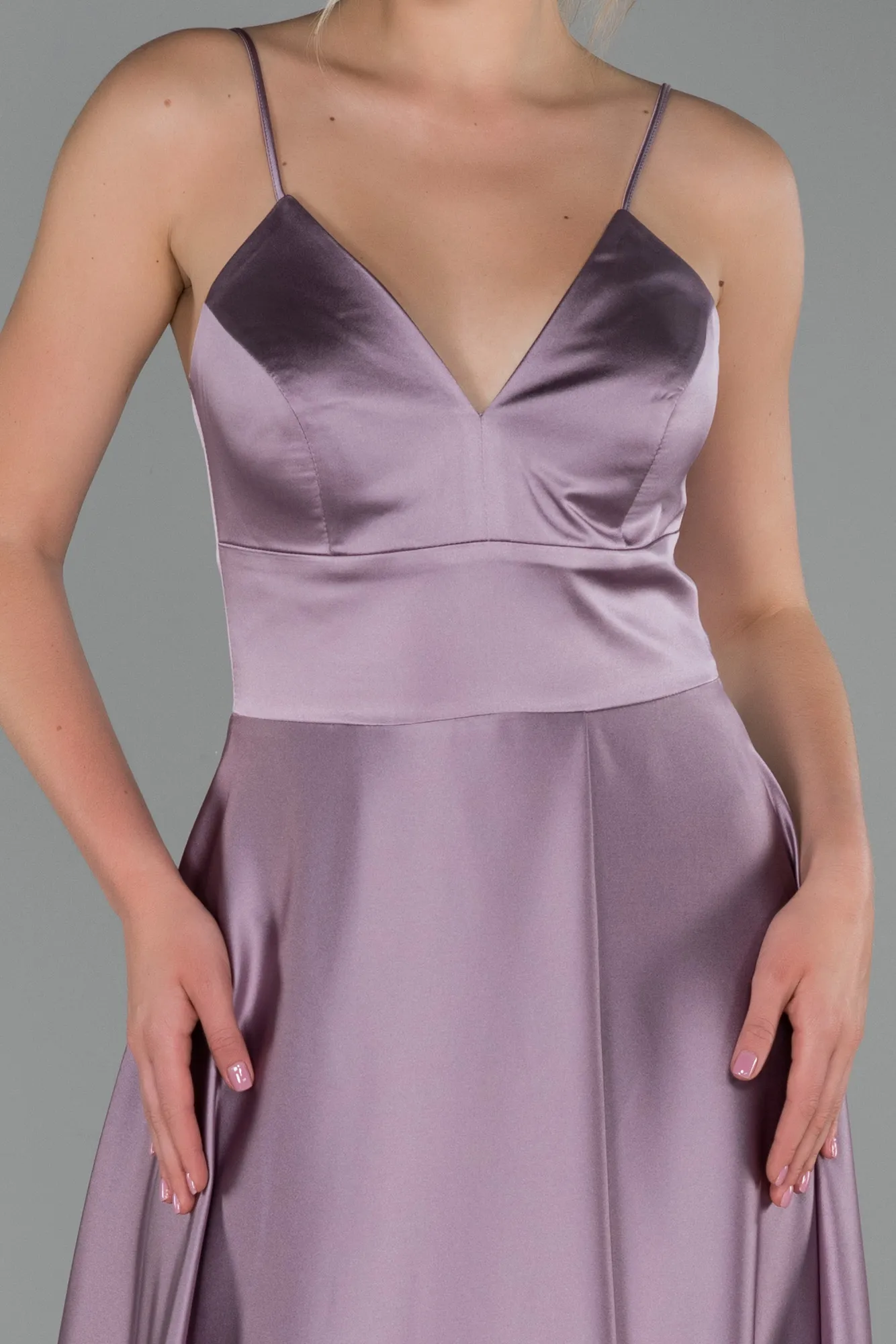 Lavender-Long Satin Evening Dress ABU1458