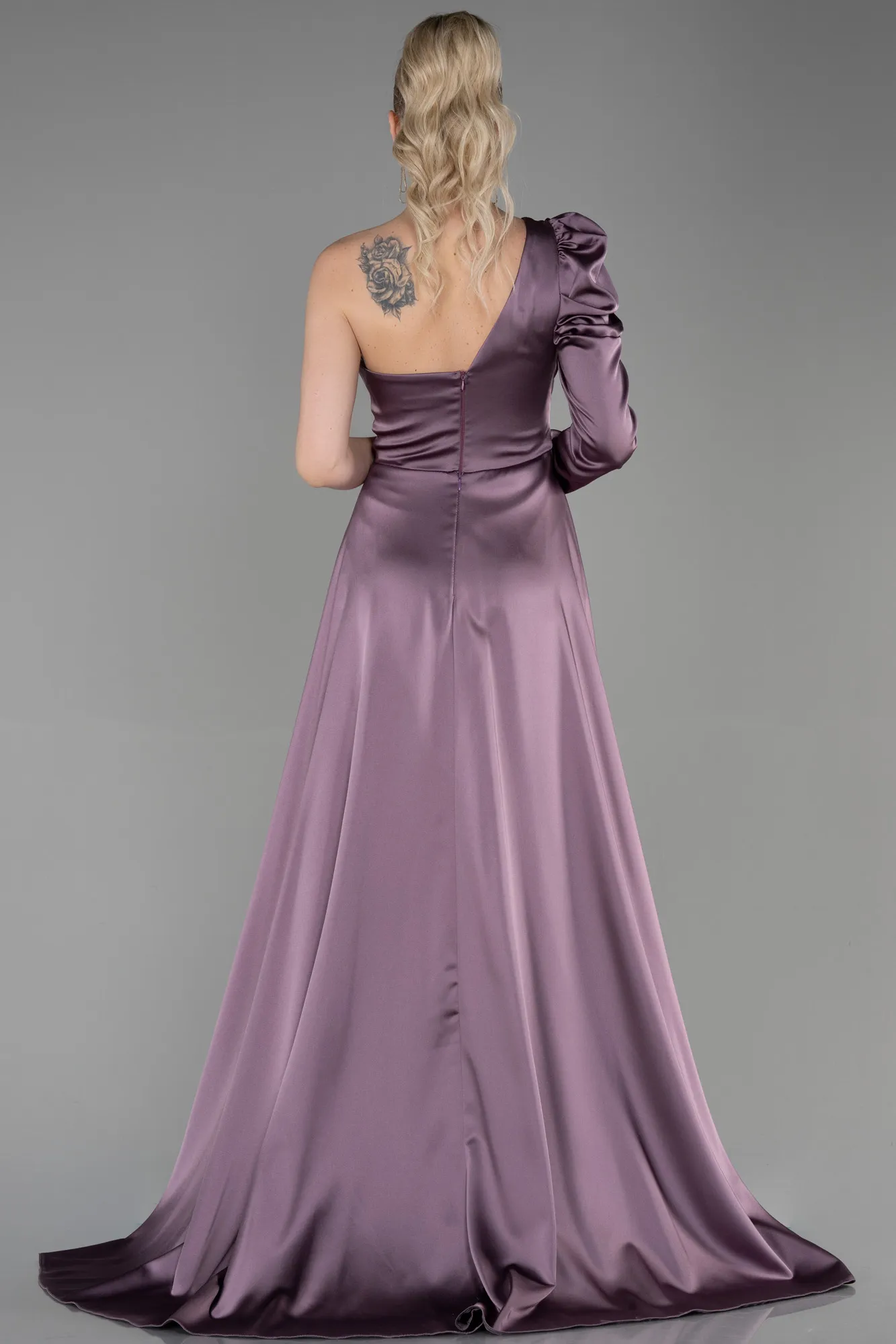 Lavender-Long Satin Evening Dress ABU1715