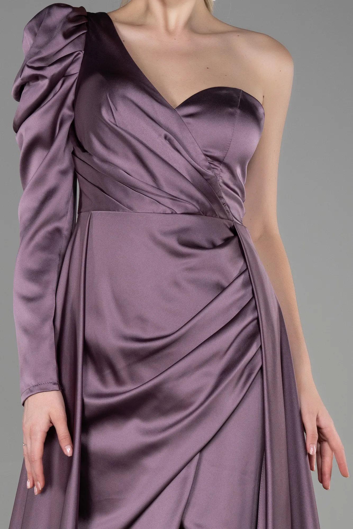 Lavender-Long Satin Evening Dress ABU1715